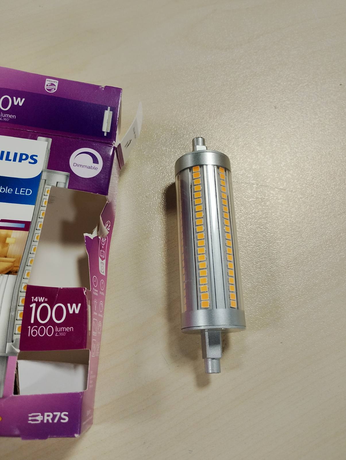 186021 - PHILIPS Llambë LED R7S 118 mm (100 W), ngjyrë e bardhë neutrale, kursyese energjie, jetëgjatësi e madhe
