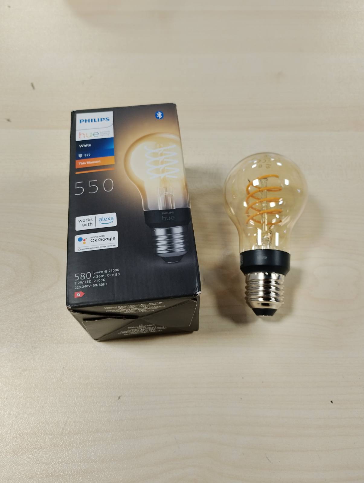 189584 - PHILIPS Hue e bardhë, llambë filamenti klasike, e pajtueshme me Bluetooth, standarde, funksionon me Alexa, Google Assistant dhe Apple HomeKit