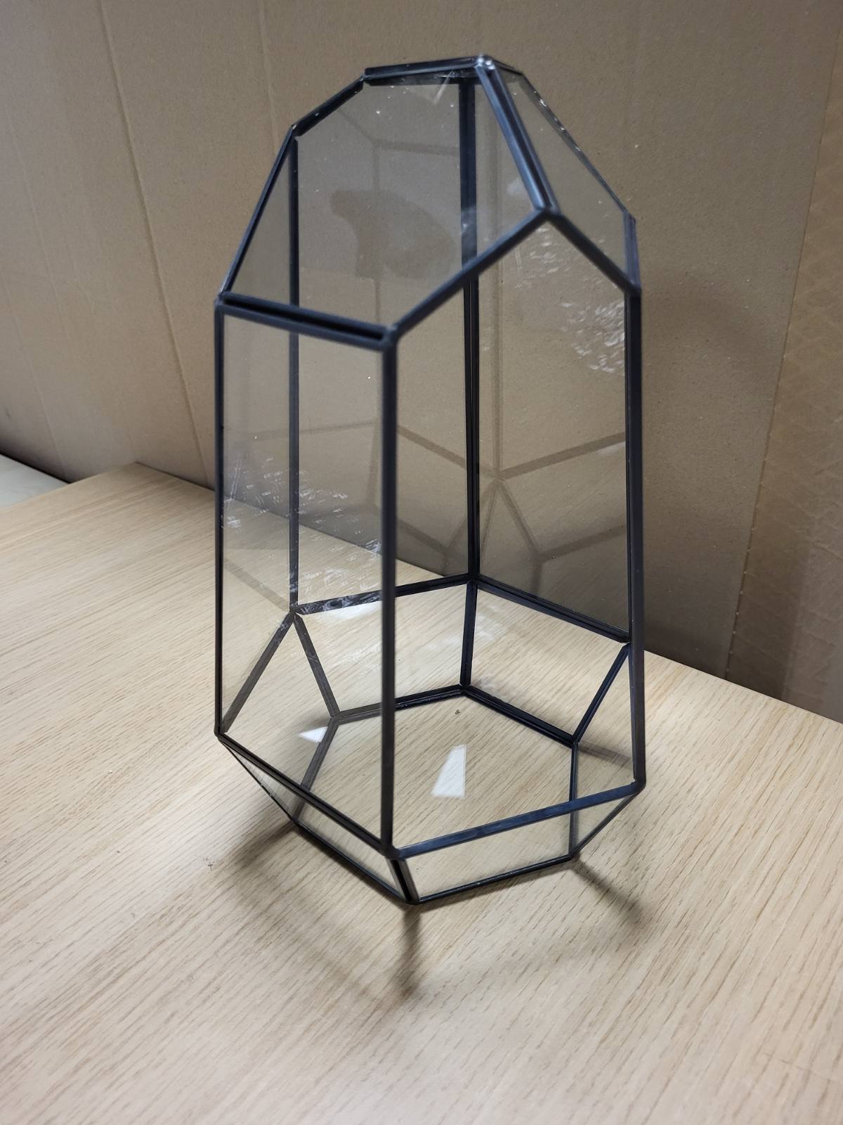 196179 - RELAXDAYS Terrarium me Bimë, Ndërtuar nga Qelqi & Kallaj, Shtëpizë Dekorative për Kaktus & Myshk, Kuti e Hapur Qelqi për Prag Dritareje, Ngjyra E Zezë