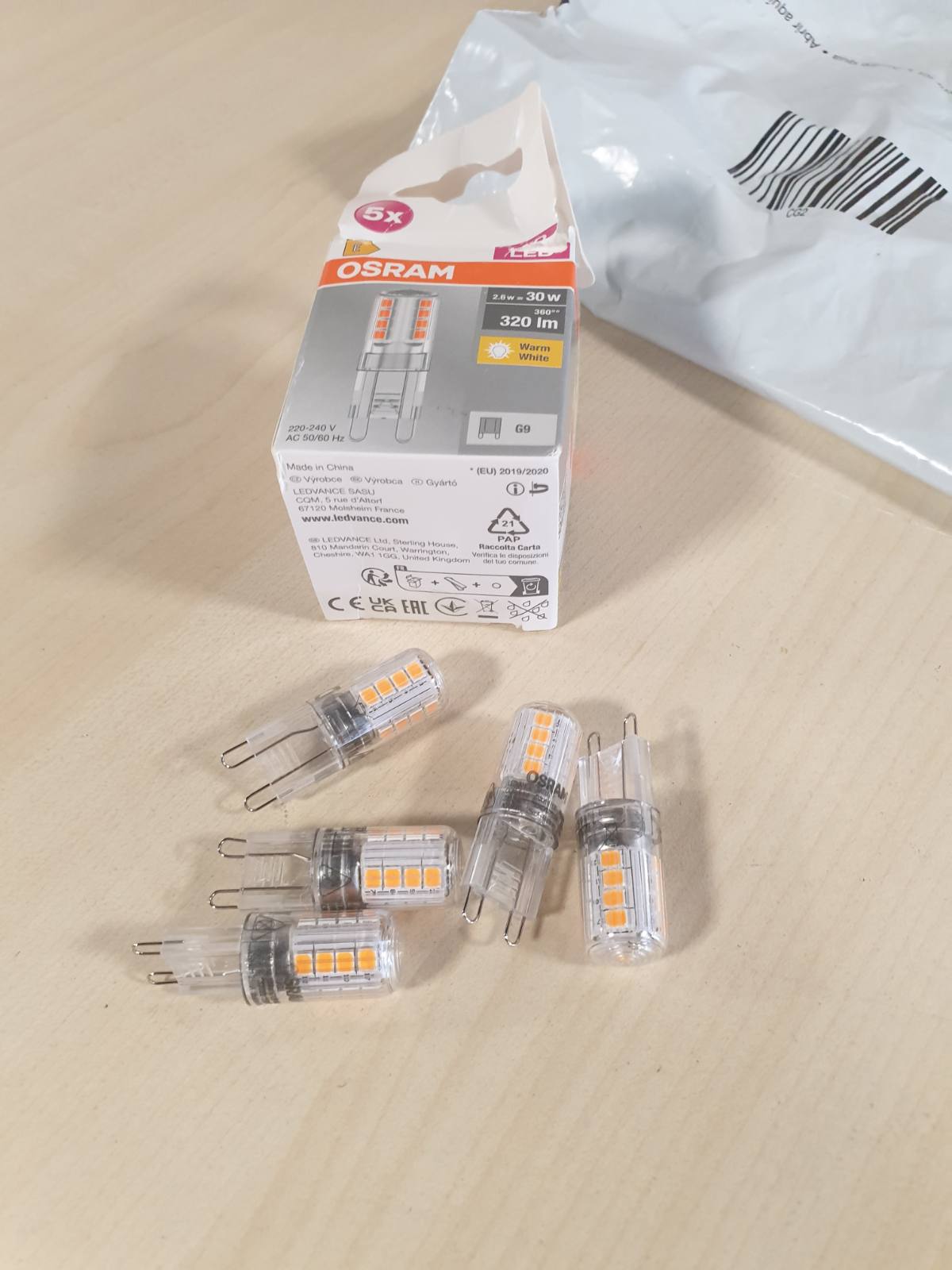 196750 - OSRAM Llambë LED Star PIN bazë G9, Xham Transparent, E Bardhë e Ngrohtë (2700K), 320 Lumen, Zëvendësim për Llambat Inkandeshente 30W, Pa Errësim, Pako me 5 Copë