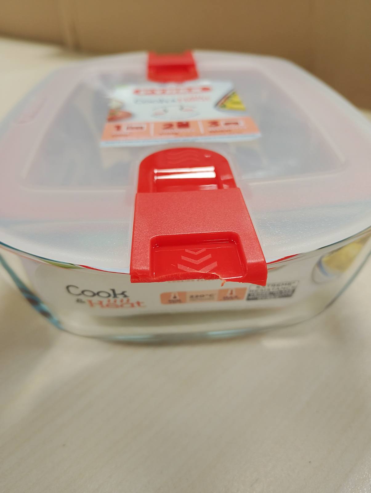 197839 - PYREX Enë Qelqi Drejtkëndëshe per Ruajtjen e Ushqimit Cook&Heat me Kapak, Madhësia 23x15x6cm - Kapaciteti 1.1L