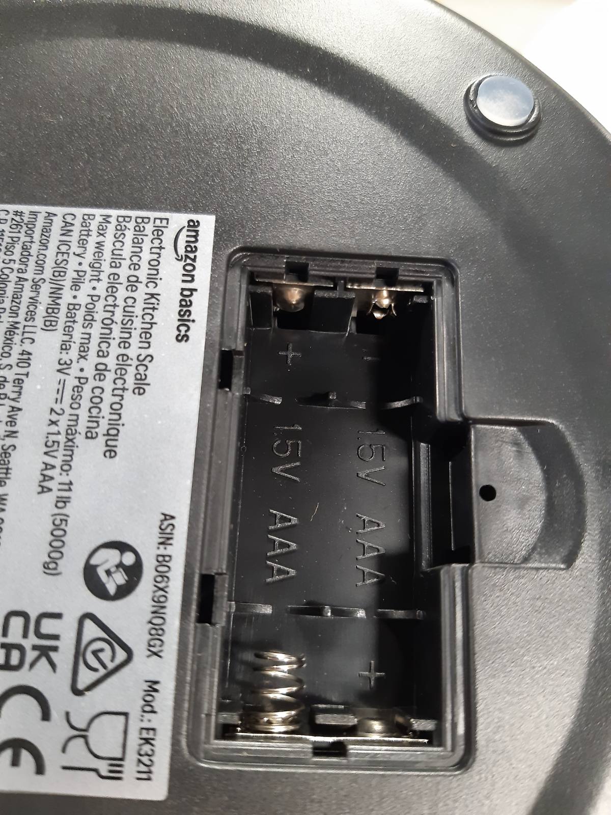 215972 - AMAZON BASICS Peshore Dixhitale Kuzhine me Ekran LCD (Bateri të Përfshira), Çelik Inoks, Pa BPA, Pesha deri në 11 Paund, E Zezë