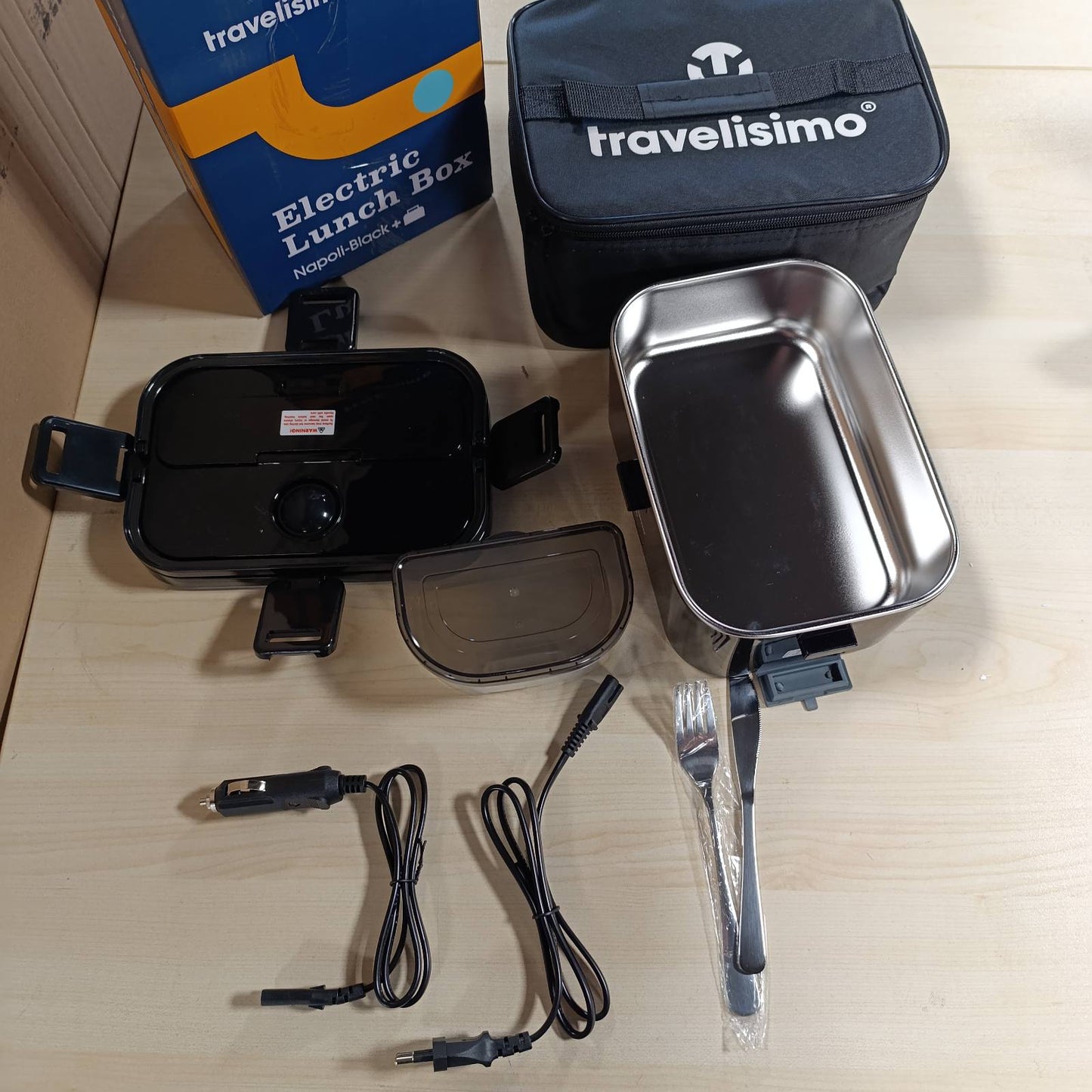 218057 - TRAVELISIMO Kuti Elektrike Dreke XXL 1.8L 80W, Ngrohës Ushqimi 3-në-1 12V/24V/220V, për Punë, Makinë, Kamion