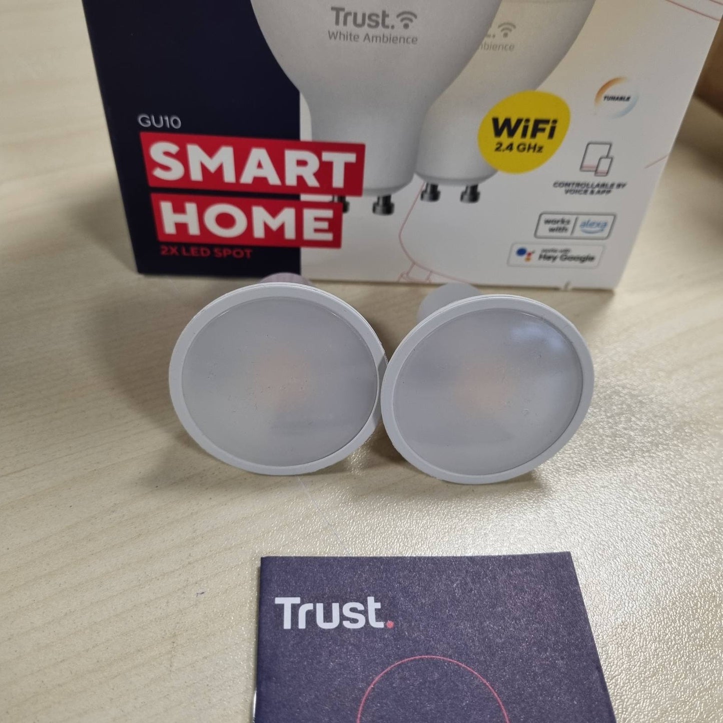 218763 - TRUST Llampa inteligjente WiFi GU10, e pajtueshme me Alexa dhe Google Home, dritë LED GU10 me errësim, dritë e bardhë e ngrohtë deri në të ftohtë - Pako me 2