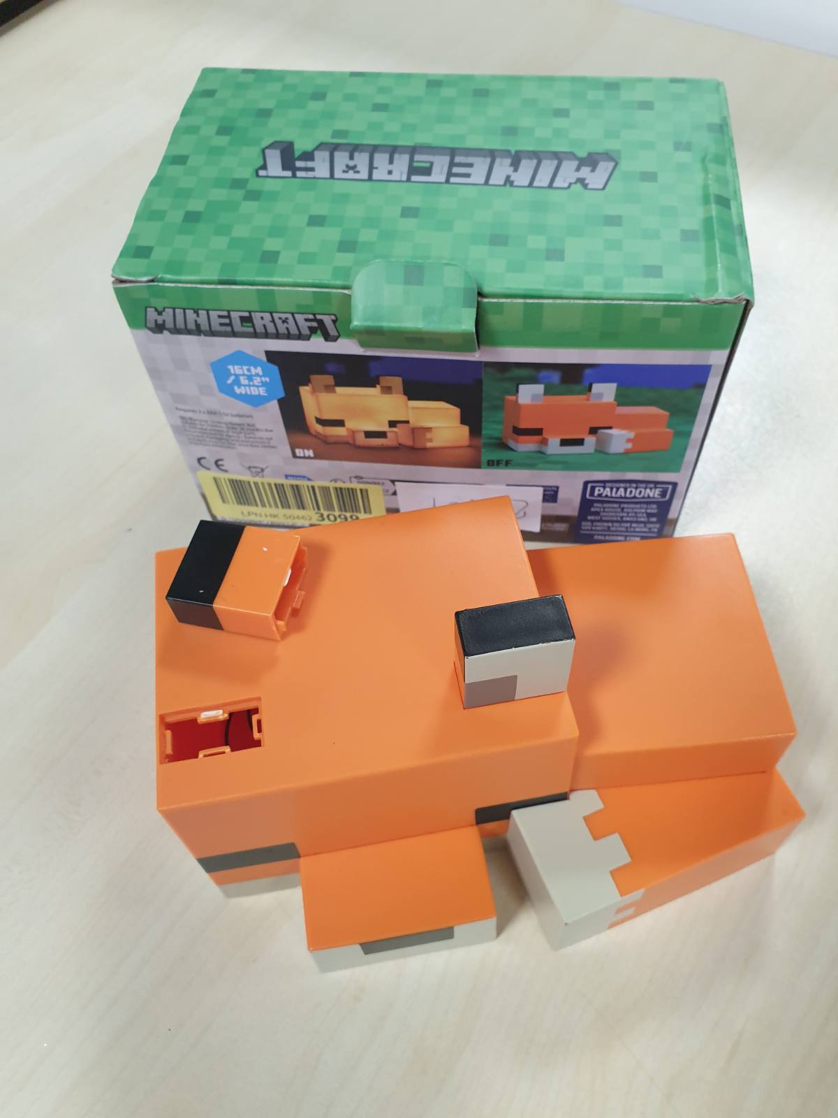 218781 - Dritë nate Minecraft Fox - Llambë me licencë zyrtare, dhuratë për djem dhe vajza, aksesorë për dhomën e lojërave dhe dekor për dhomën e fëmijëve