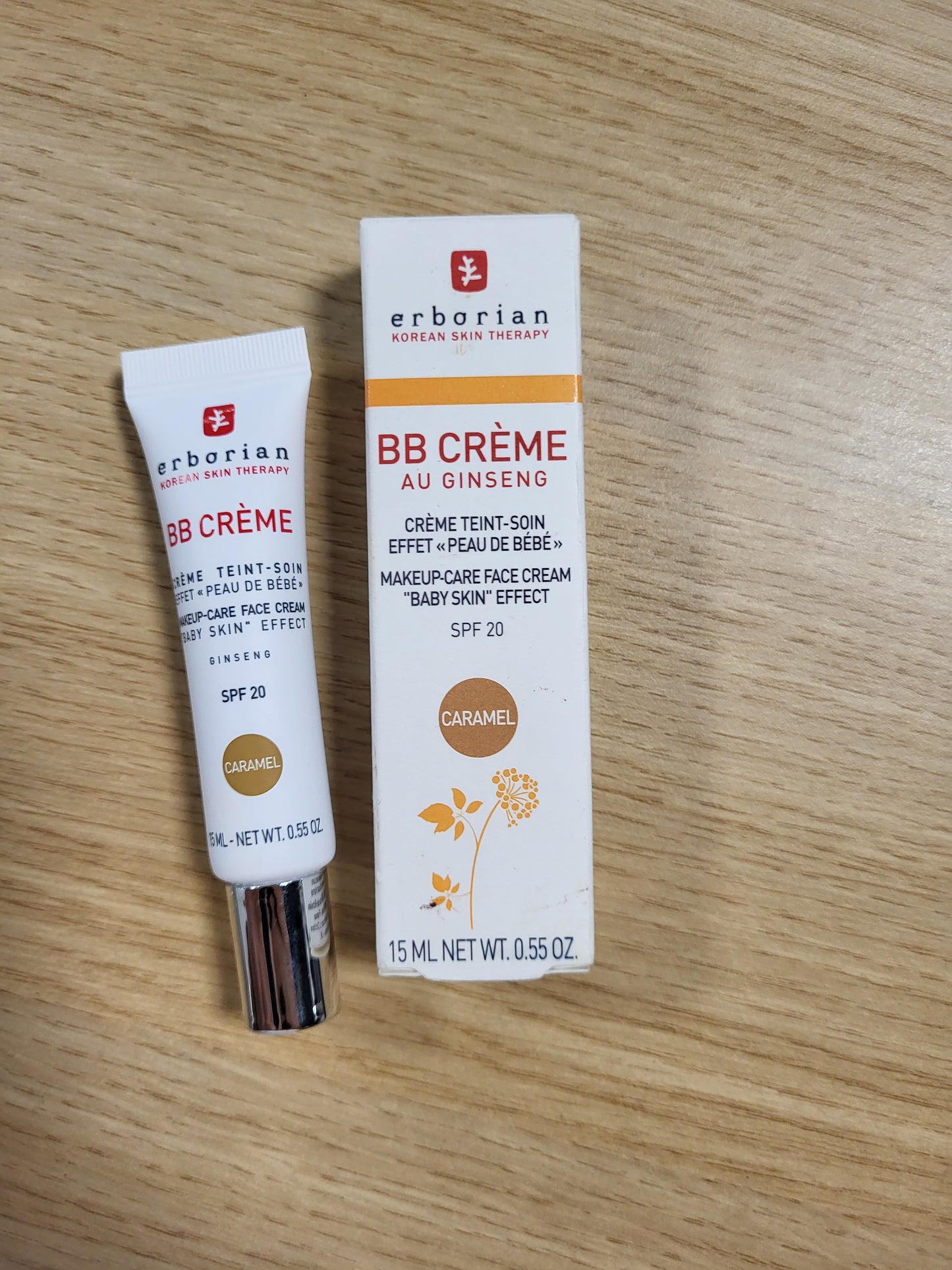 219024 - ERBORIAN - Krem BB me Xhensen, 15 ml, Kujdes Korean për fytyrën 5 në 1 me SPF 20, Karamel