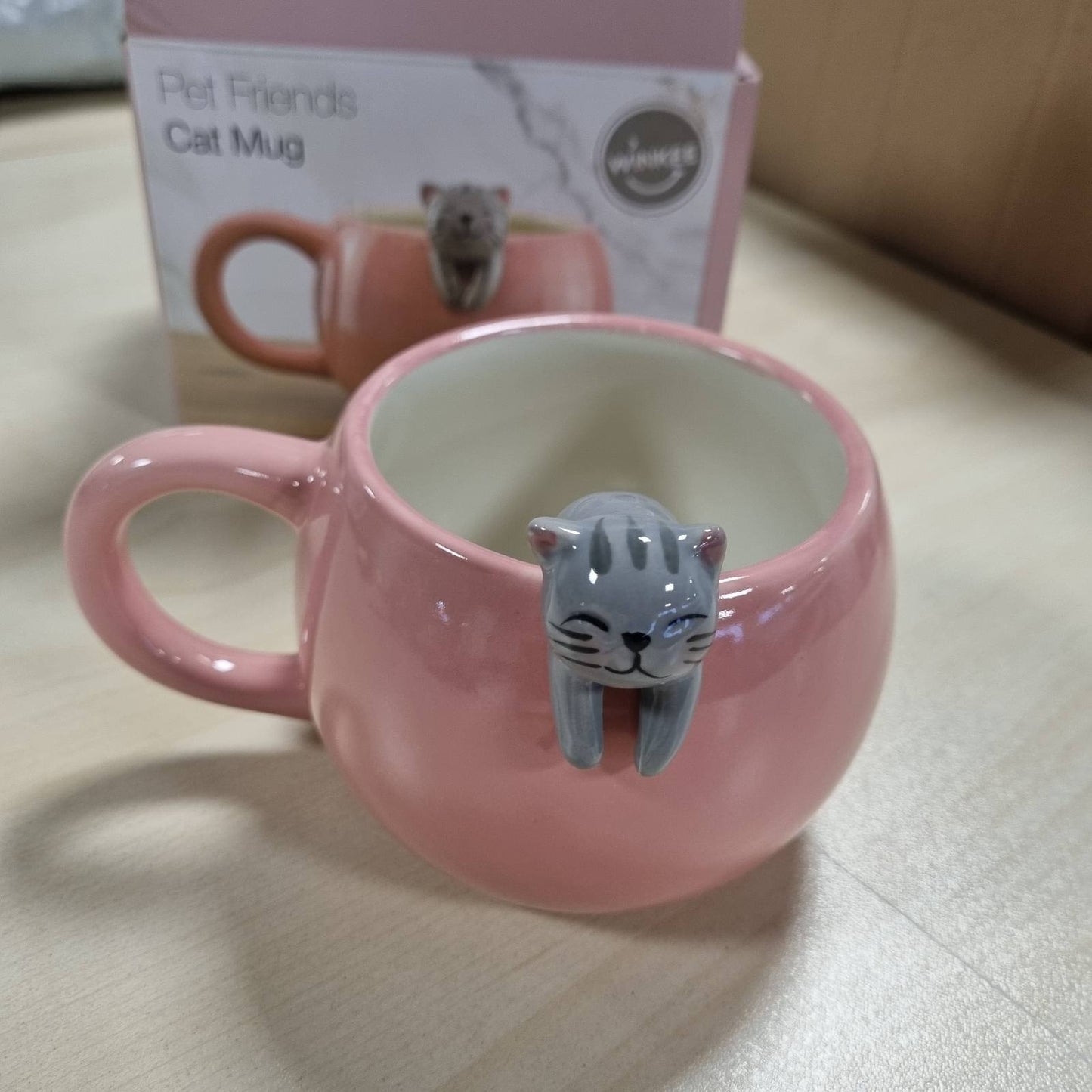 220225 - WINKEE Filxhan për Mace Pet Friends Luna, Filxhan kafeje dhe çaji shumë i lezetshëm, Filxhan i madh - afërsisht 450 ml
