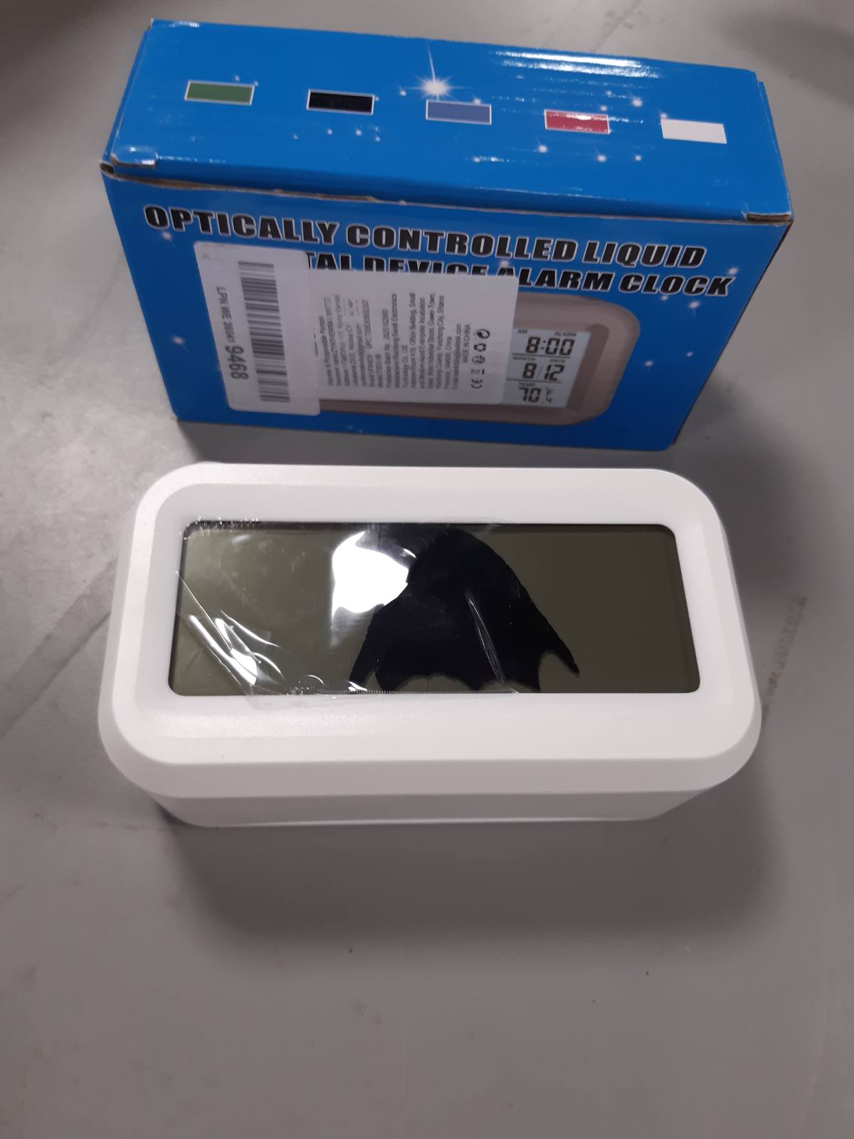 225271 - VFANDV Orë dixhitale me alarm LCD me termometër, Funksion shtyrjeje, Bateri, E bardhë