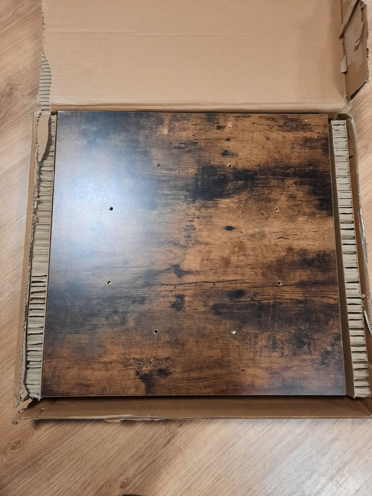 239309 - ryezë kafeje, ngjyrë Smoked Oak, 90 × 90 × 34.5 cm – tryezë kafeje, tavolinë për divan, tavolinë anësore, tavolinë për dhomë ndenjeje