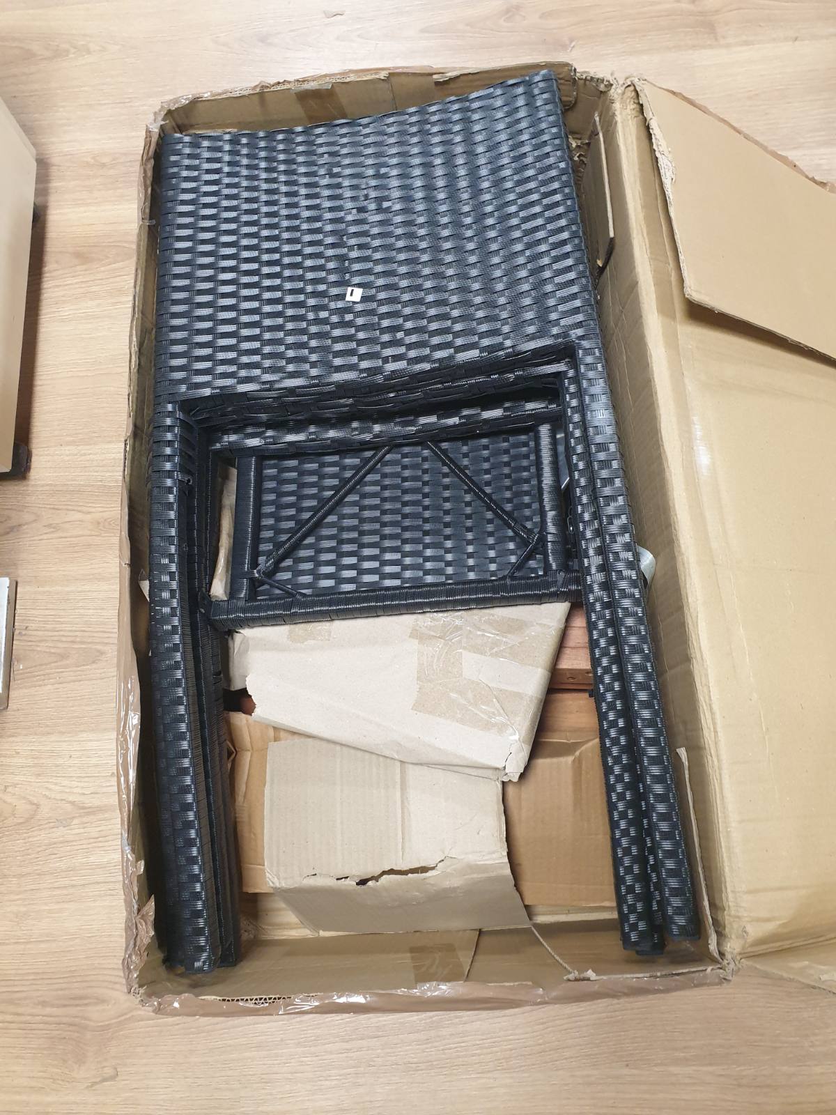 265414 - VIDAXL Set ngrënieje për jashtë me 9 pjesë, prej poli-ratani dhe druri akacie, i zi