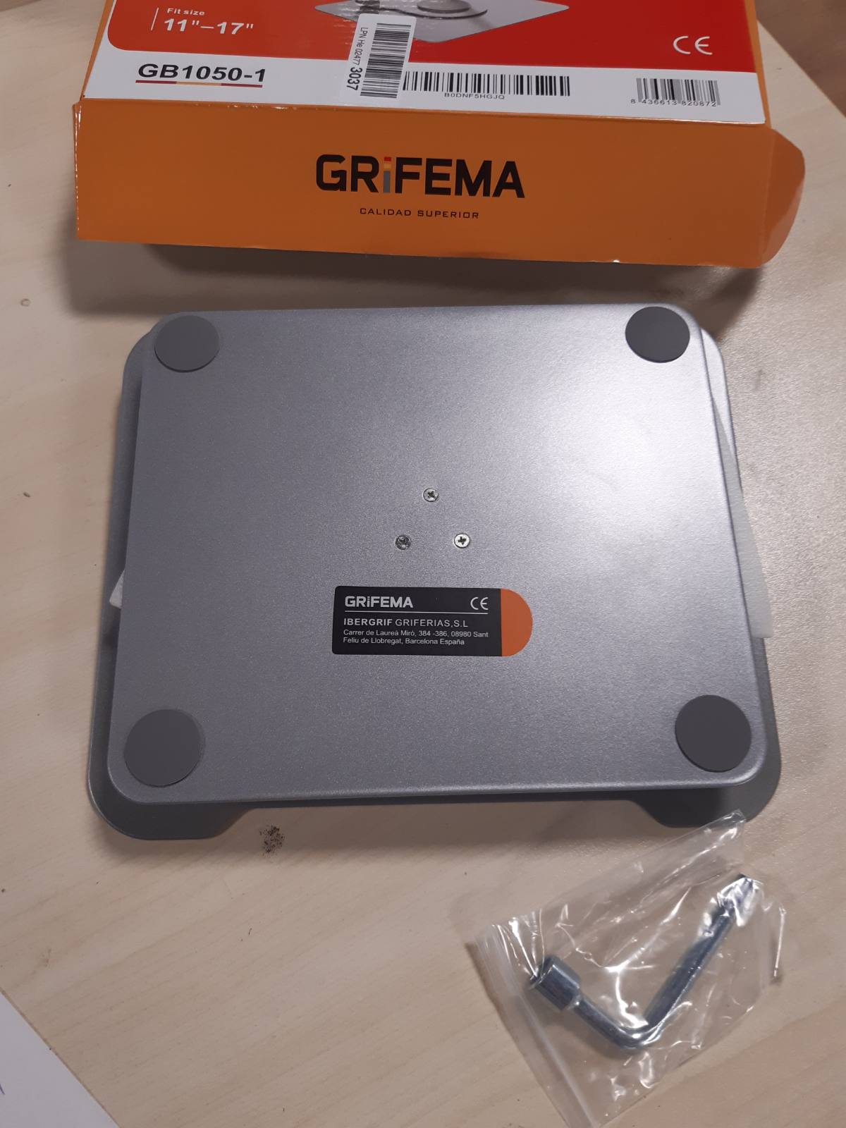 266841 - GRIFEMA Mbështetëse Laptop 360° Rregullueshme në Lartësi, e Palosshme, e Përputhshme me MacBook Air/Pro, Dell, HP (11-17") GB1050-1, Argjend