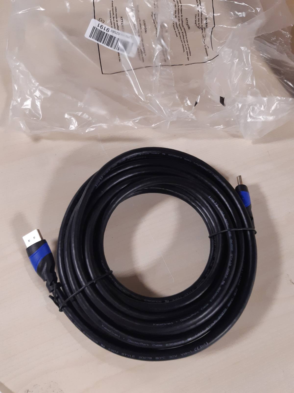 266901 - KABELDIREKT Kabllo 4K DisplayPort, 7.5 m, 4K@60Hz, 144Hz, Dolby Audio, e zezë