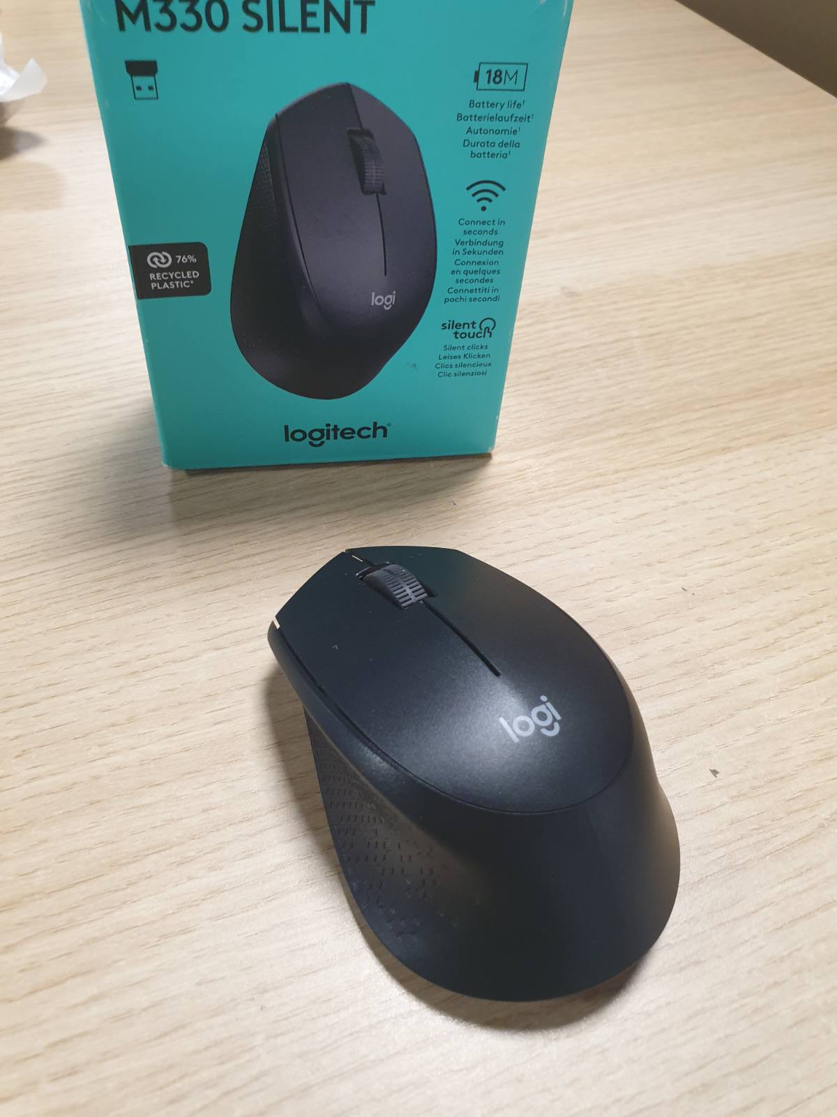 268195 - LOGITECH Maus pa tel M330 Silent Plus, marrës Nano USB 2.4GHz, 1000 DPI, jetëgjatësi baterie 2-vjeçare, i pajtueshëm me PC, Mac, laptop, Chromebook - i zi