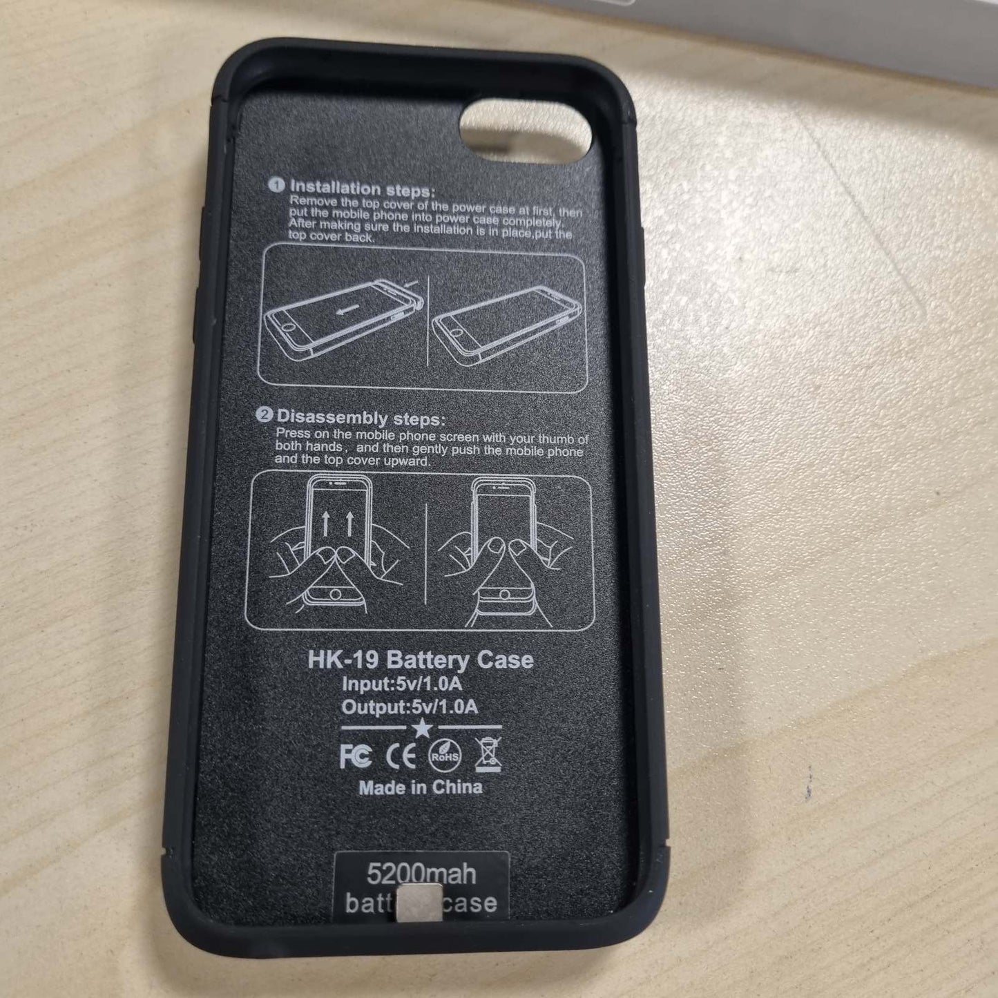 268269 - KUTIA E BATERISË SË INTELIGJENCË, e përshtatshme me iPhone 6-6S — 7-8 — SE, kapacitet 5200 mAh, bankë e rikarkueshme
