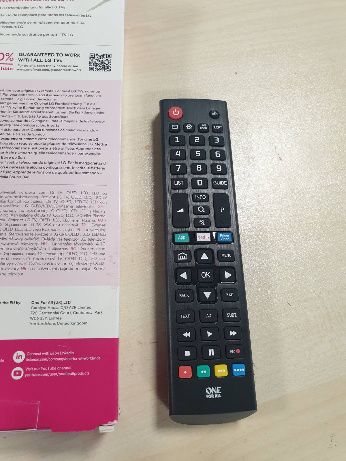 268611 - LG Telekomandë URC4911 për TV, një për të gjitha - Funksionon me të gjithë TV-të/Smart TV-të LG