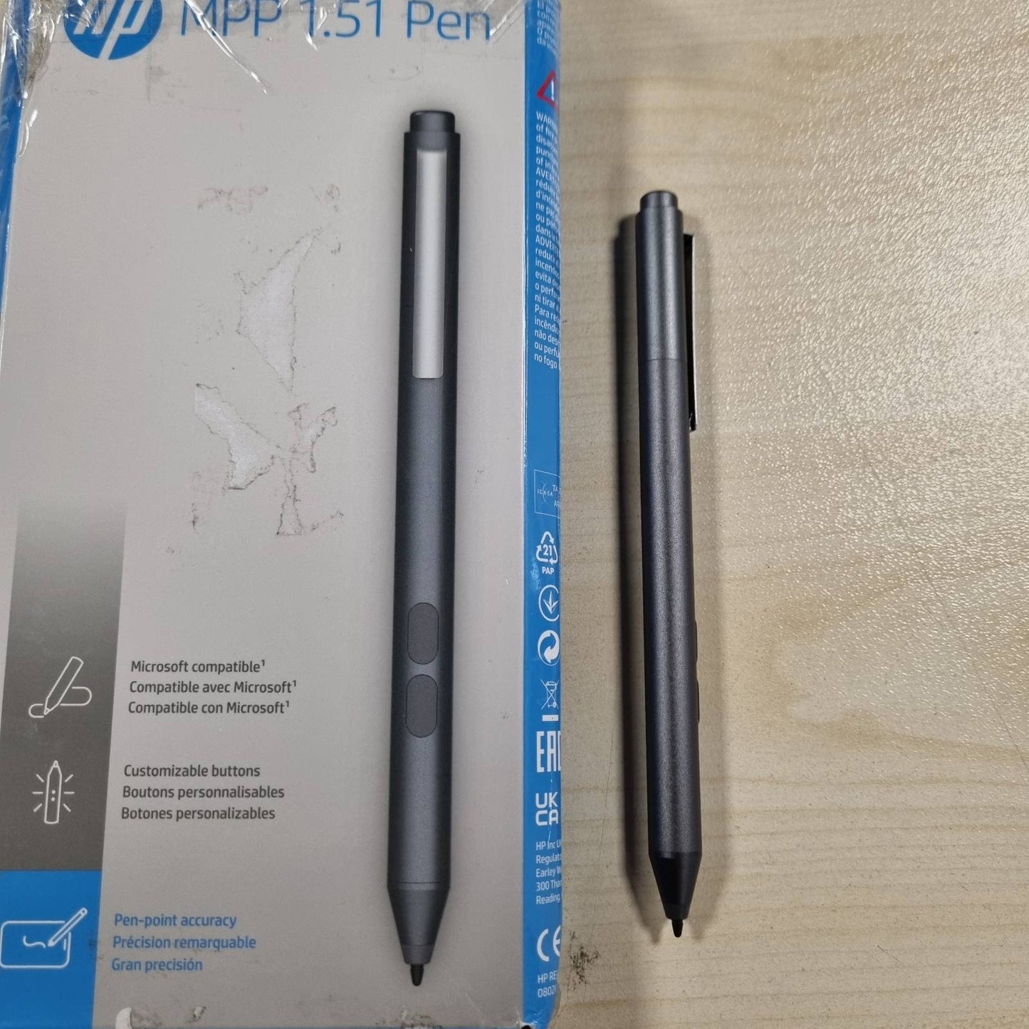 268697 - HP MPP 1.51, Stilolaps për PC dhe Tablet, Pajtueshëm me Microsoft, Majë Precize, Butona të Personalizueshëm, 1 Majë e Zëvendësueshme, Argjendi