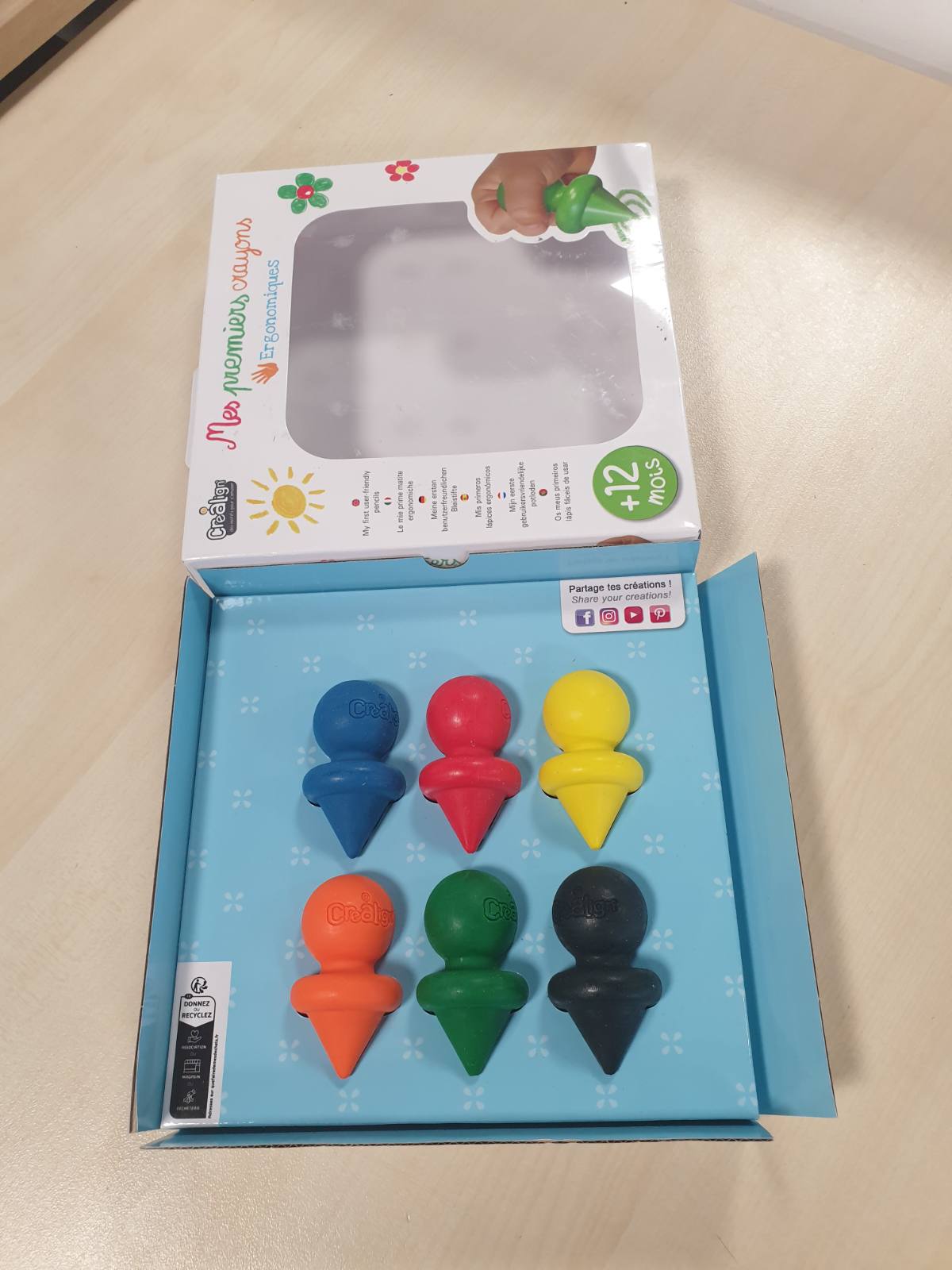 269030 - CRÉA LIGN - Lapsa dylli ergonomikë për foshnje +12 muaj, 6 ngjyra të lehta për t'u mbajtur, për aktivitete arti dhe zanati