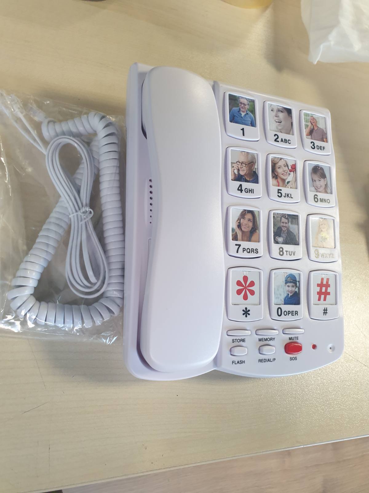 273265 - UVITAL Telefon me butona të mëdhenj për të moshuarit, telefona fiks me 10 butona me një prekje, telefon fiks me kabllo me buton emergjence SOS, foto e ndërrueshme