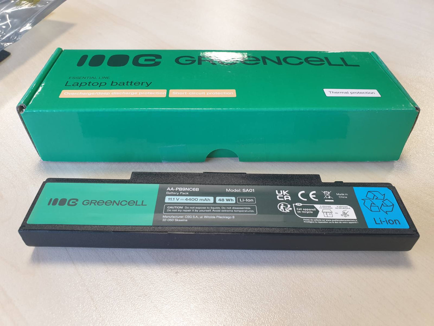 273405 - GREEN CELL® Bateri Standarde AA-PB9NC6B / AA-PB9NS6B për laptopët Samsung Seria 3 dhe Seria R (6 qeliza, 4400mAh, 11.1V, e zezë)