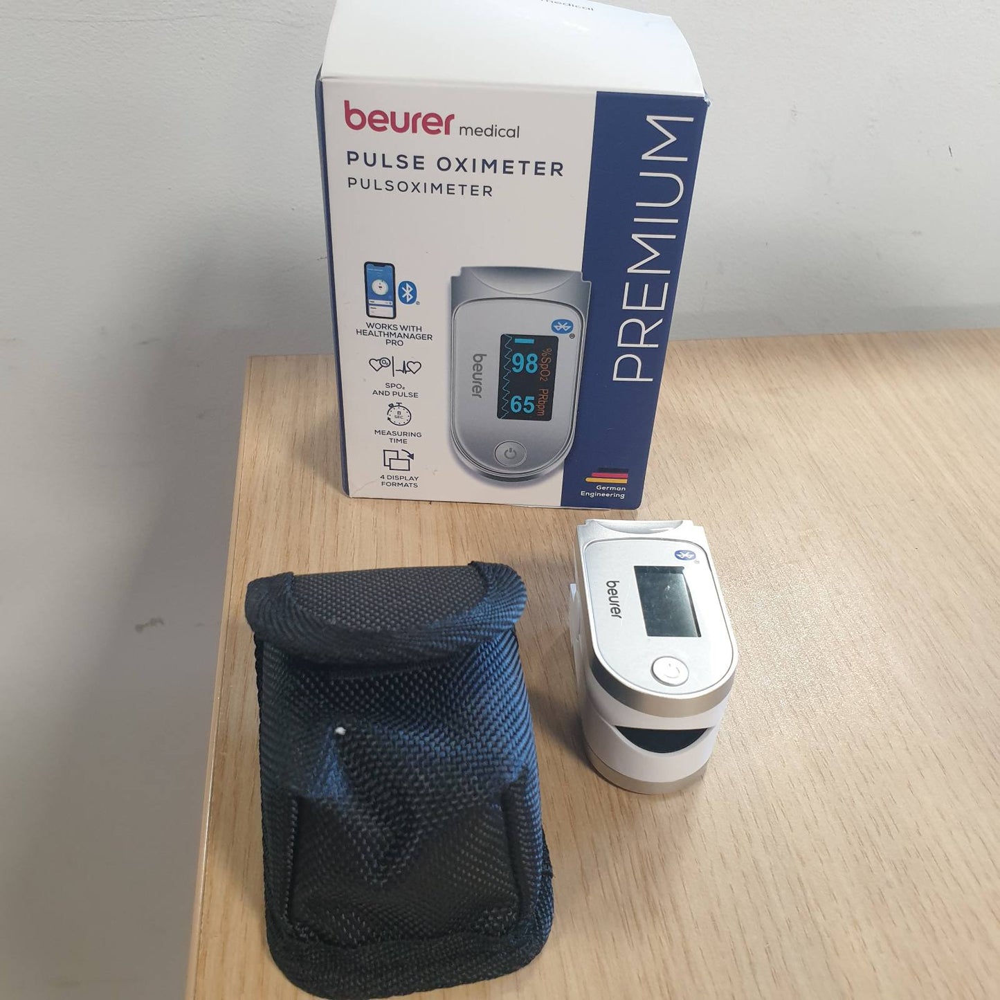 275056 - BEURER Oksimetri i pulsit PO 60 me Bluetooth, mat ngopjen arteriale të oksigjenit në gjak
