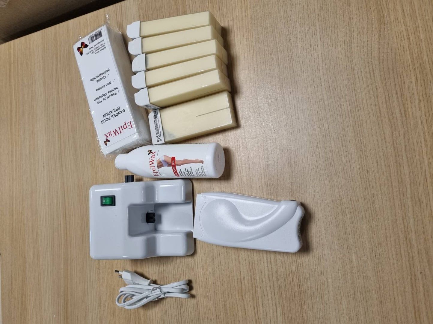 275080 - Epilwax Kit i plotë për heqjen e qimeve me dyll vaniljeje, përfshin 6 fishekë dylli roll-on, ngrohës dylli roll-on, 100 shirita dhe vaj për heqjen e qimeve
