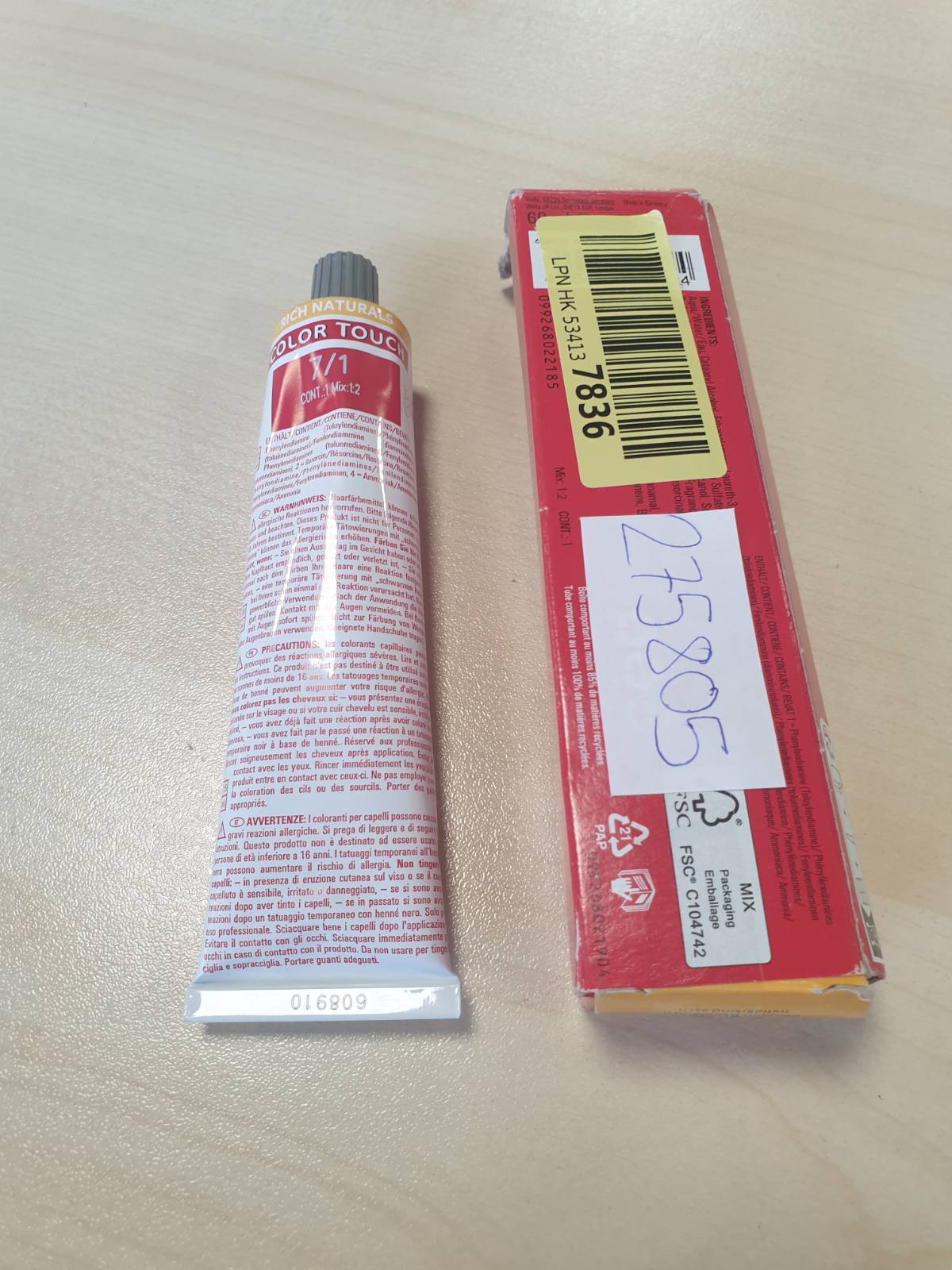 275805 - WELLA PROFESSIONALS Color Touch Rich Naturals, ngjyrë intensive vegane për flokë pa amoniak me Metal Purifier, 60 ml, për nuanca të thella dhe natyrale që zgjasin deri në 28 larje, 7/1 Bjonde Mesatare Hiri
