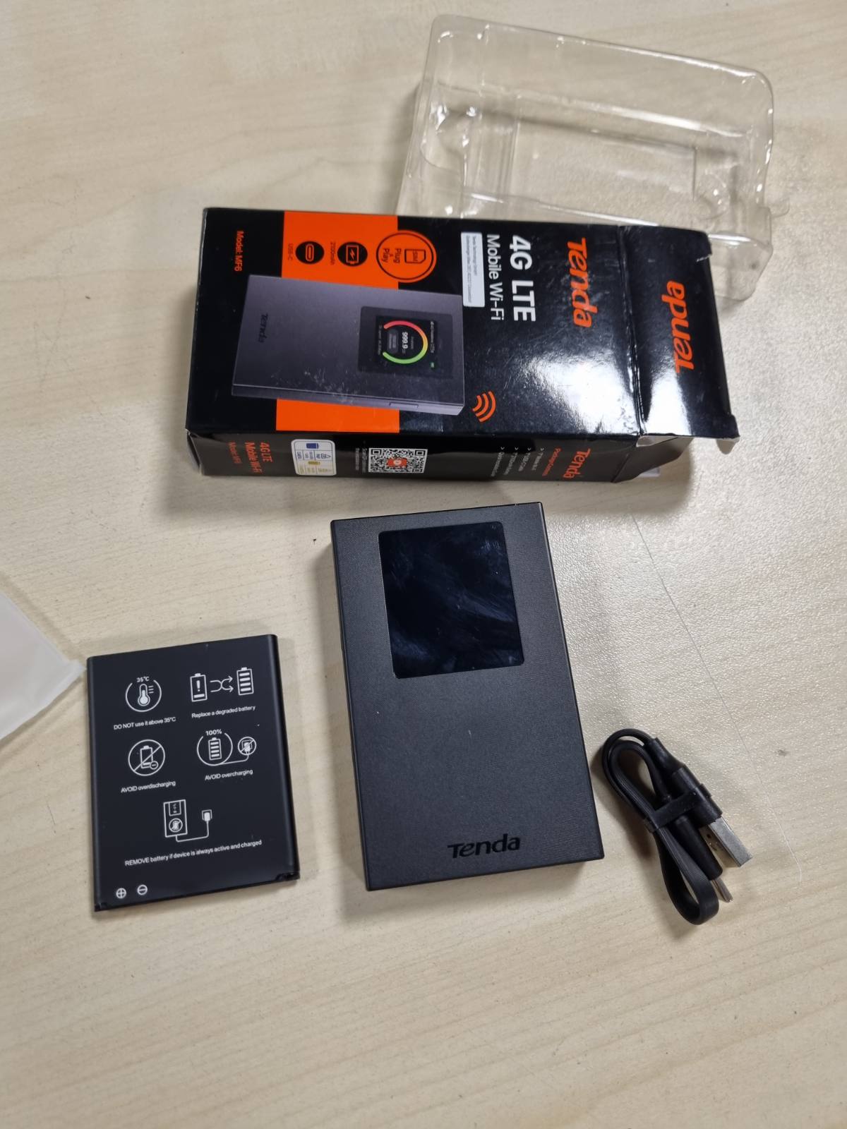 276479 - TENDA Router WiFi celular me ekran LCD, Wi-Fi 6 Hotspot portativ, bateri 2100mAh, portë USB-C, Plug & Play, WPA3, modem 4G, MiFi, madhësi mini, i pajtueshëm me kartat Nano-SIM të zhbllokuara, MF6
