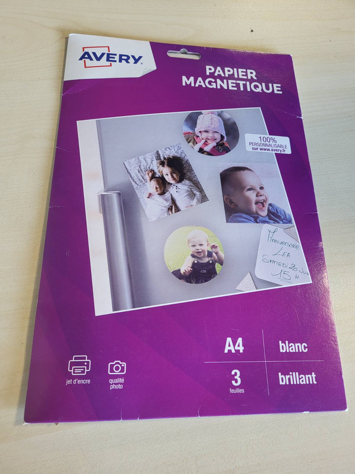 277090 - AVERY 3 fletë letre magnetike të bardhë të personalizueshme, Madhësia A4, E përputhshme me makinat prerëse, Printim me bojë