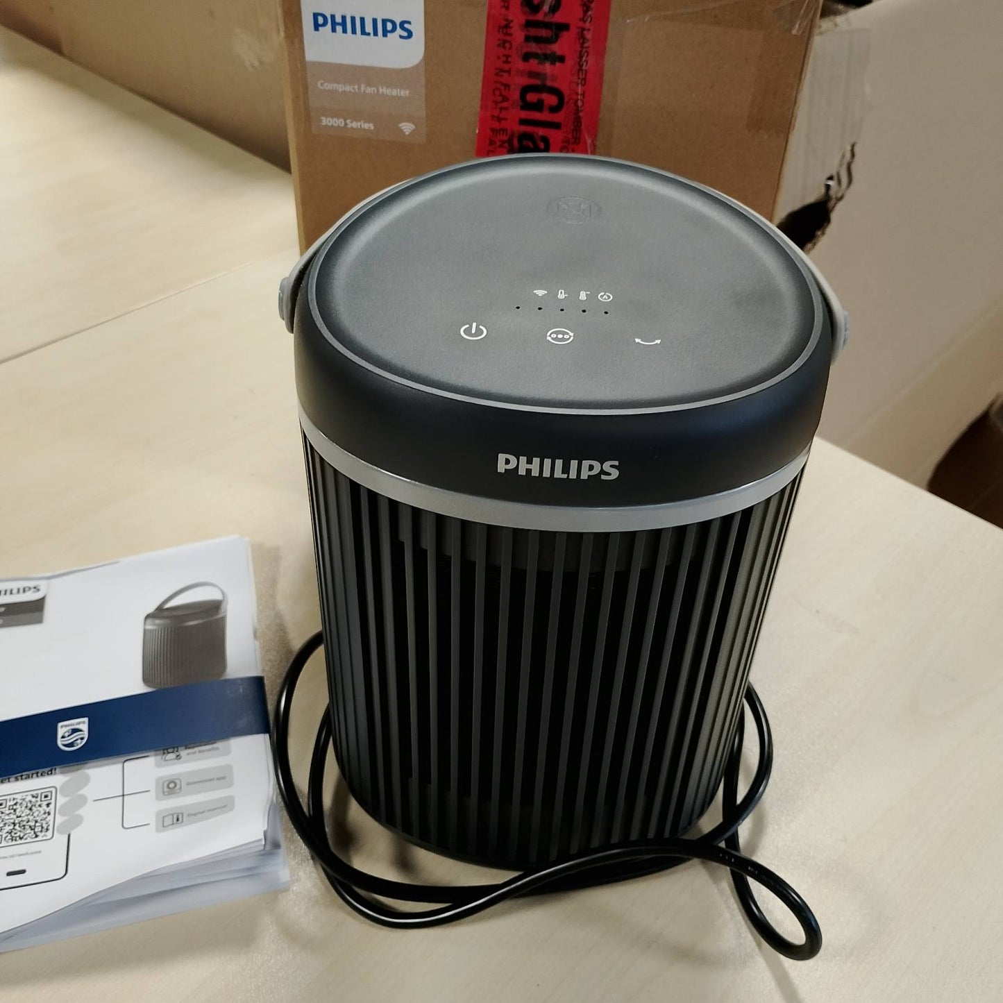 277374 - PHILIPS Ngrohës me ventilator 2000W, deri në 50% kursim energjie me Eco AI, qetësi 24 dB(A), 5 karakteristika sigurie, lëkundje 45°, gri e errët (CX3120/01)