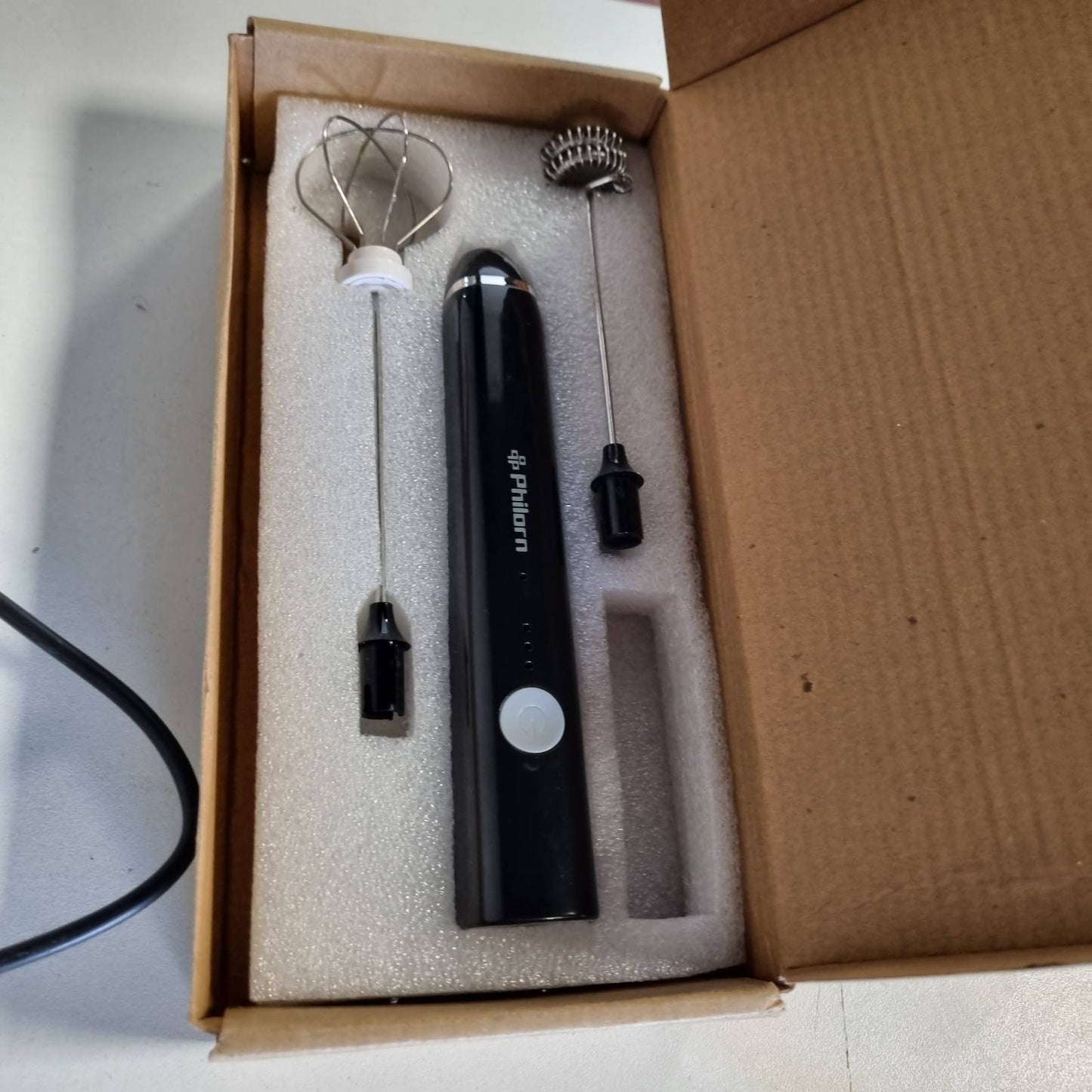 288198 - PHILORN Shkumëzues qumështi elektrik portativ me rrahëse të dyfishtë, rikarikueshëm USB, 3 shpejtësi, për kafe/late/kapuçino/vezë