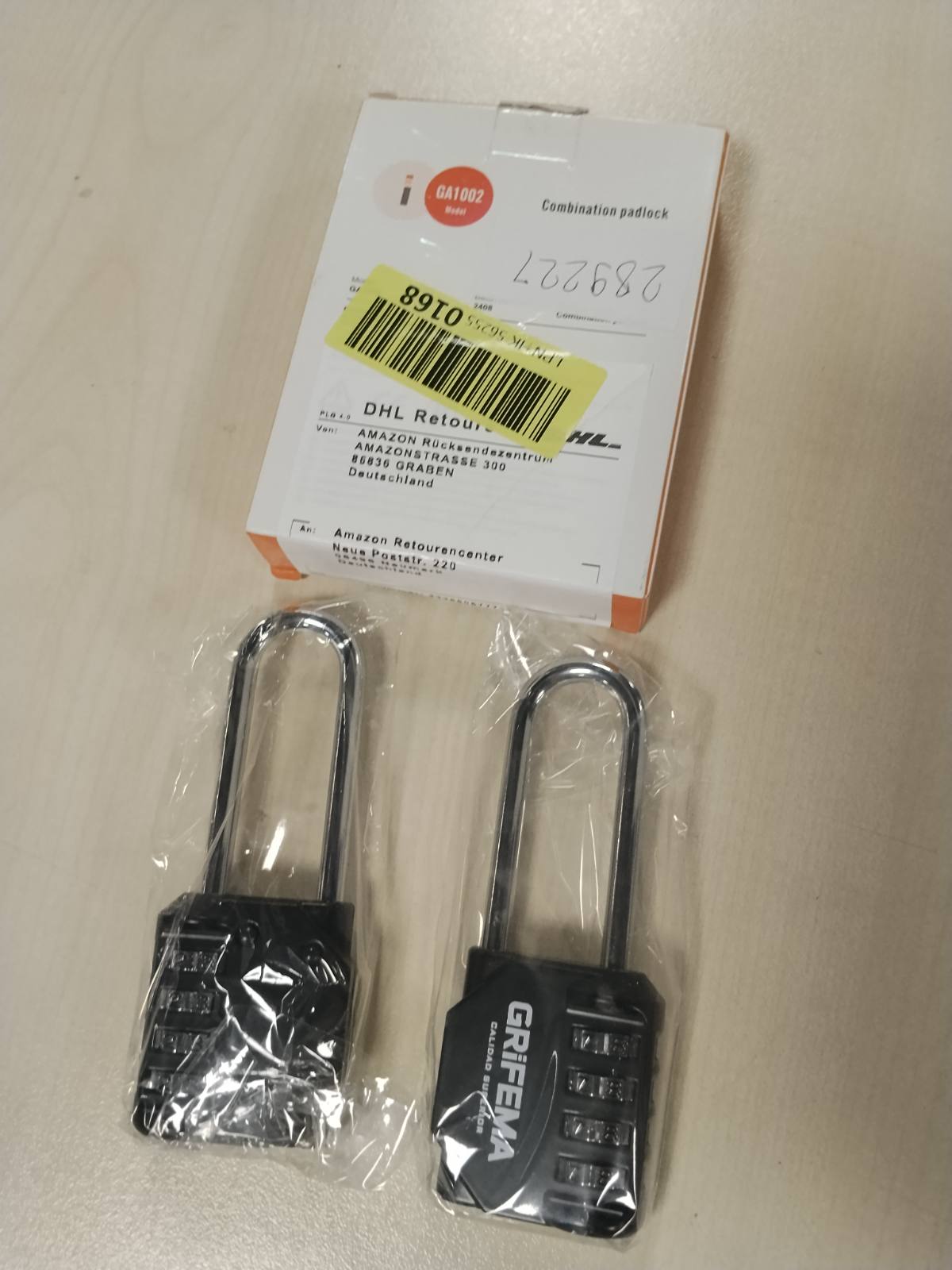 289227 - GRIFEMA Pako me 2 Dryna të Kombinuar me 4 Shifra dhe Pranga të Gjatë - I Rezistueshëm ndaj Motit, Lidhje Zinku, Brava për Dollapë, Garazhe, Porta, Shkolla, Valixhe