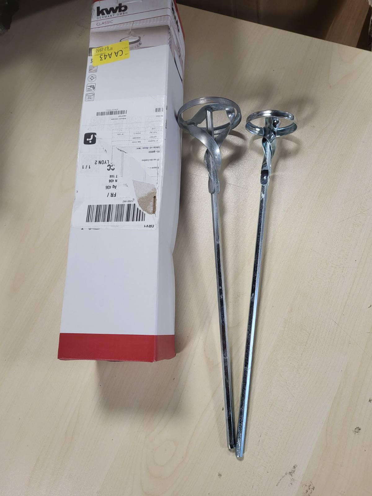293738 - KWB Set me 3 përzierës/rreshqitës për bojë dhe llak, bosht gjashtëkëndor ose të rrumbullakët.