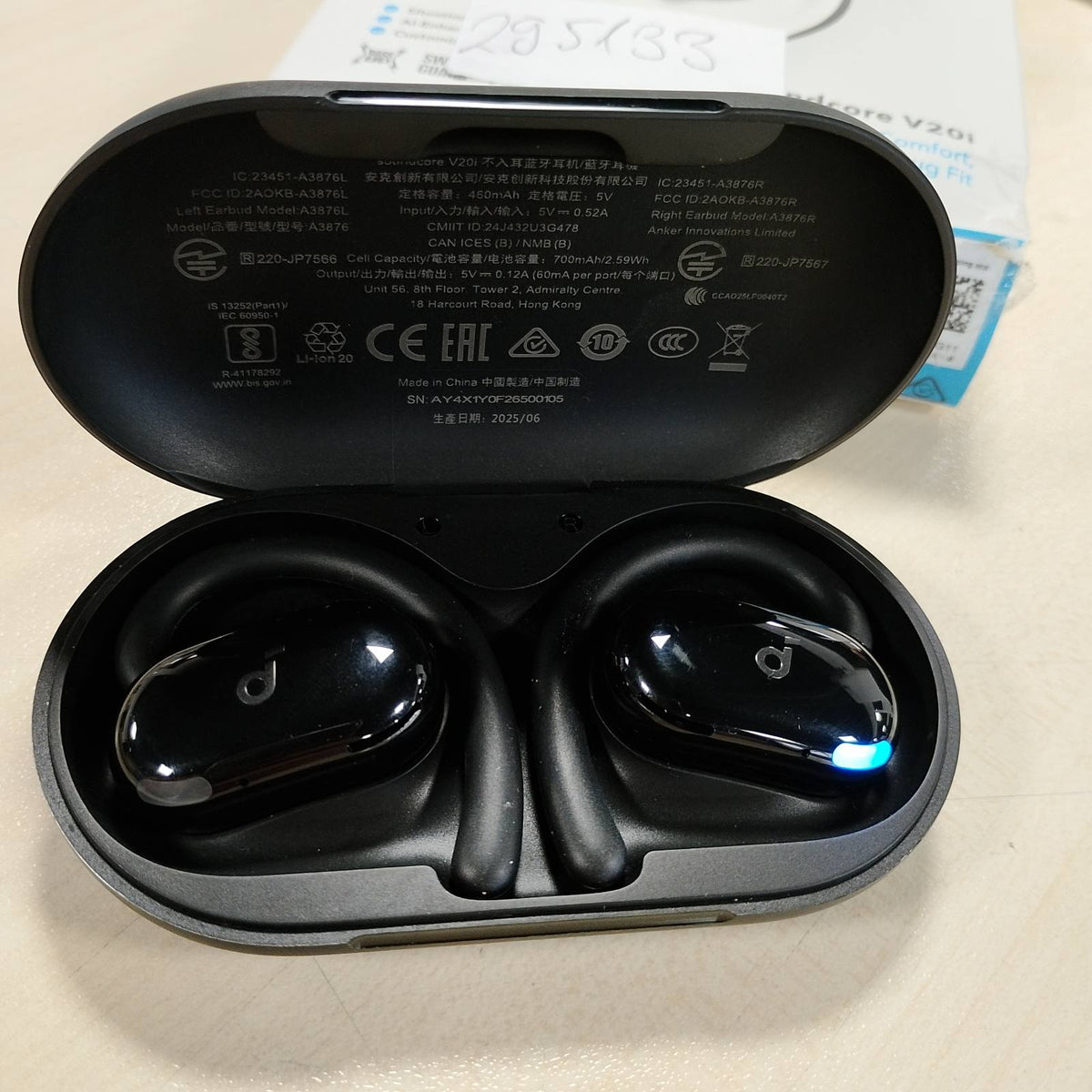 295133 - ANKER Kufje Soundcore V20i me vesh të hapur, grepa veshësh të rregullueshëm, IP55, LED, kohëzgjatje luajtjeje 36 orë, kufje Bluetooth 5.4, lidhje me shumë pika