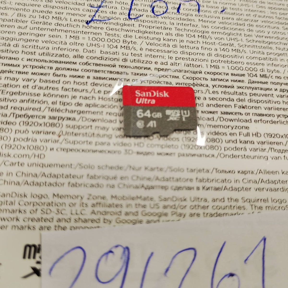 296261 - SANDISK - Kartë memorieje Ultra Android microSDXC UHS-I 64 GB + Adaptor (Për telefona inteligjentë dhe tableta, A1, Klasa 10, U1, Video Full HD, Shpejtësi leximi deri në 140 MB/s)