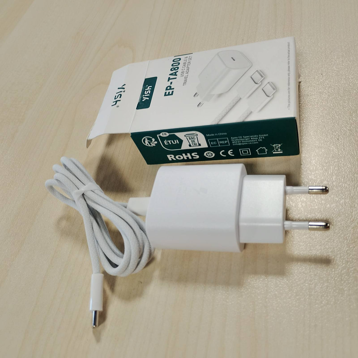 296266 - YISH - Karikues 25W USB C: Adaptor Energjie USB C PD 3.0 Karikues i Shpejtë USB Tipi C 3A me Kabllo 60W Tipi-C në Tipi-C