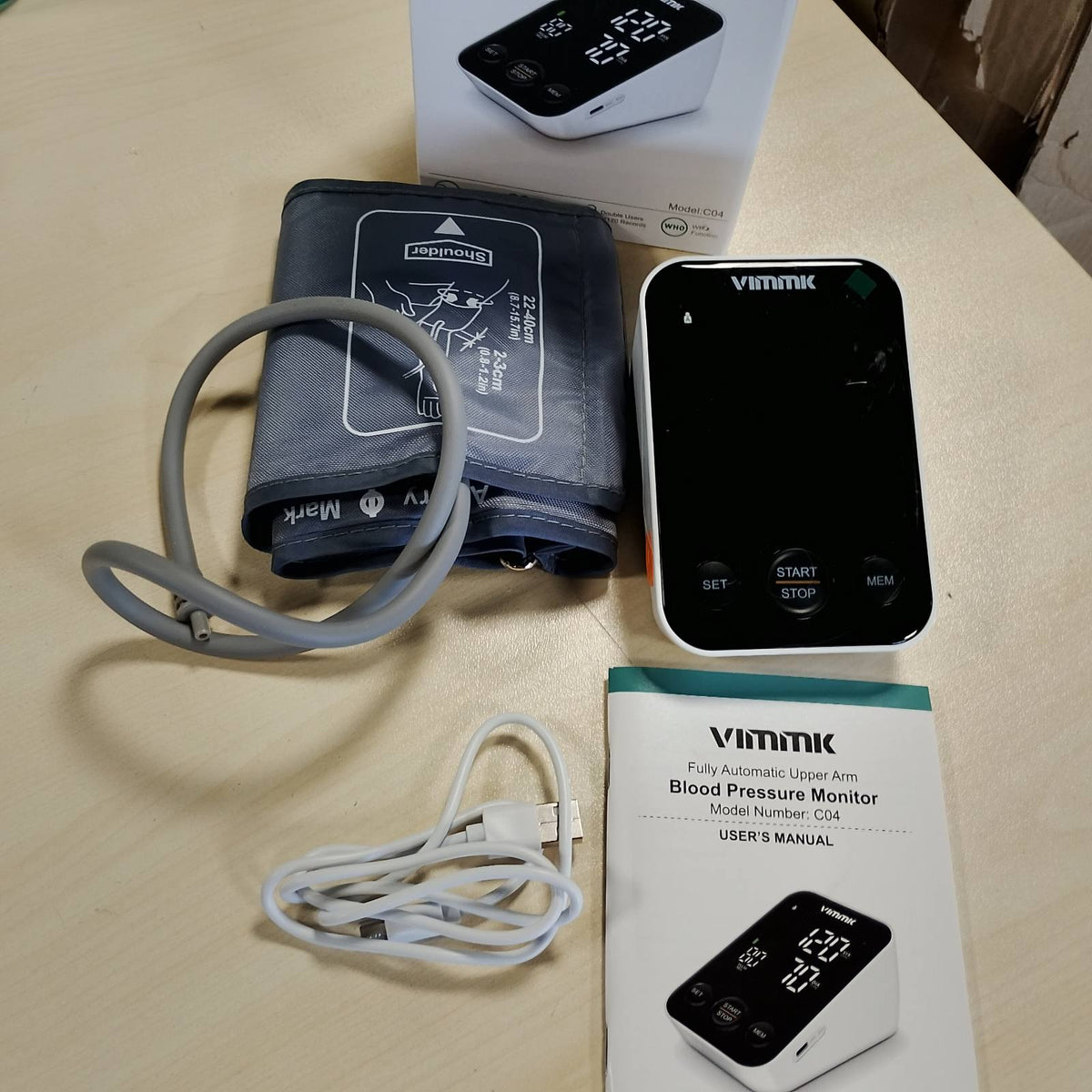 298239 - VIMMK Monitor dixhital i presionit të gjakut për krahun e sipërm me ekran LED, zbulim të aritmisë, matje të pulsit, 2 x 120 cilësime memorieje, madhësia e manshetës 22-40 cm