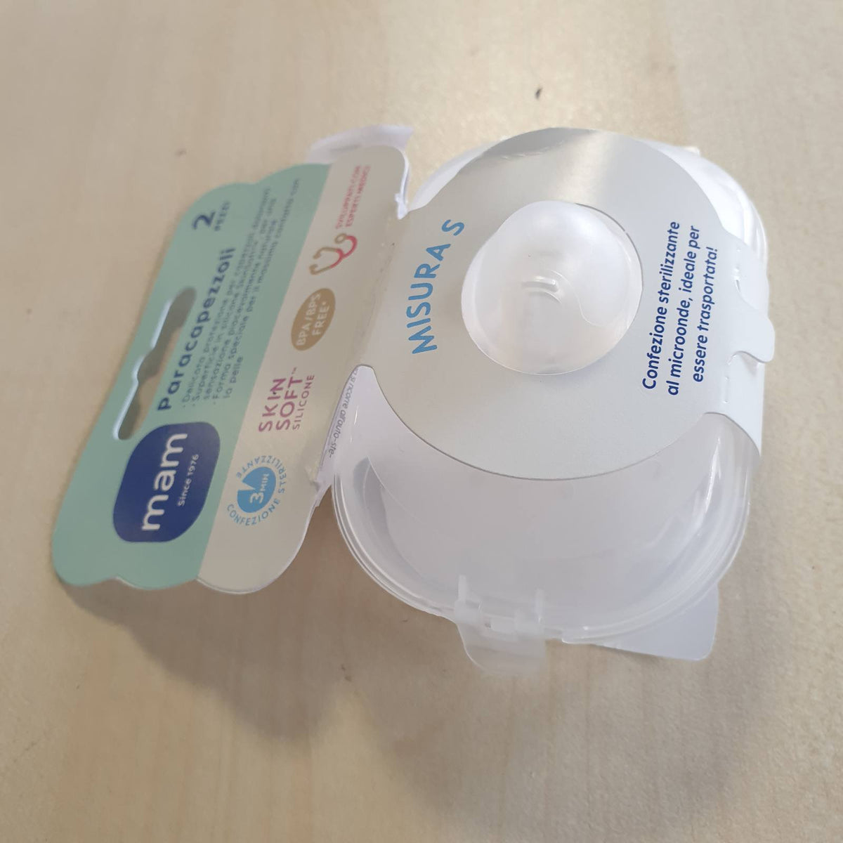 308275 - MAM MBROJTËSE THITHKASH, Set me 2 mbulesa thithkash prej silikoni SkinSoft, Madhësia S