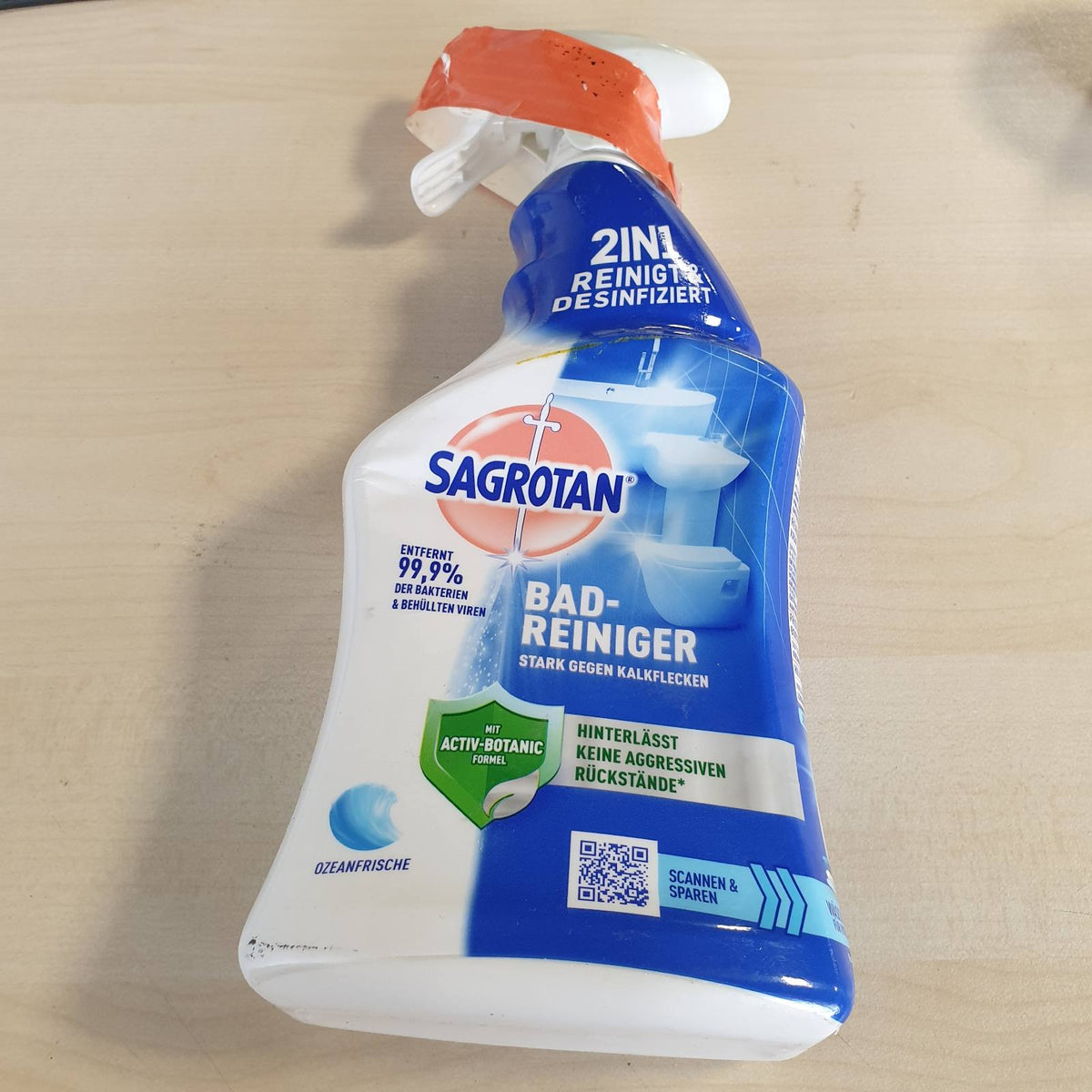 308453 - SAGROTAN, Pastrues Banjoje Ocean Fresh 750ml, Dezinfektues 2-në-1 me Fletë Anti-Pistë