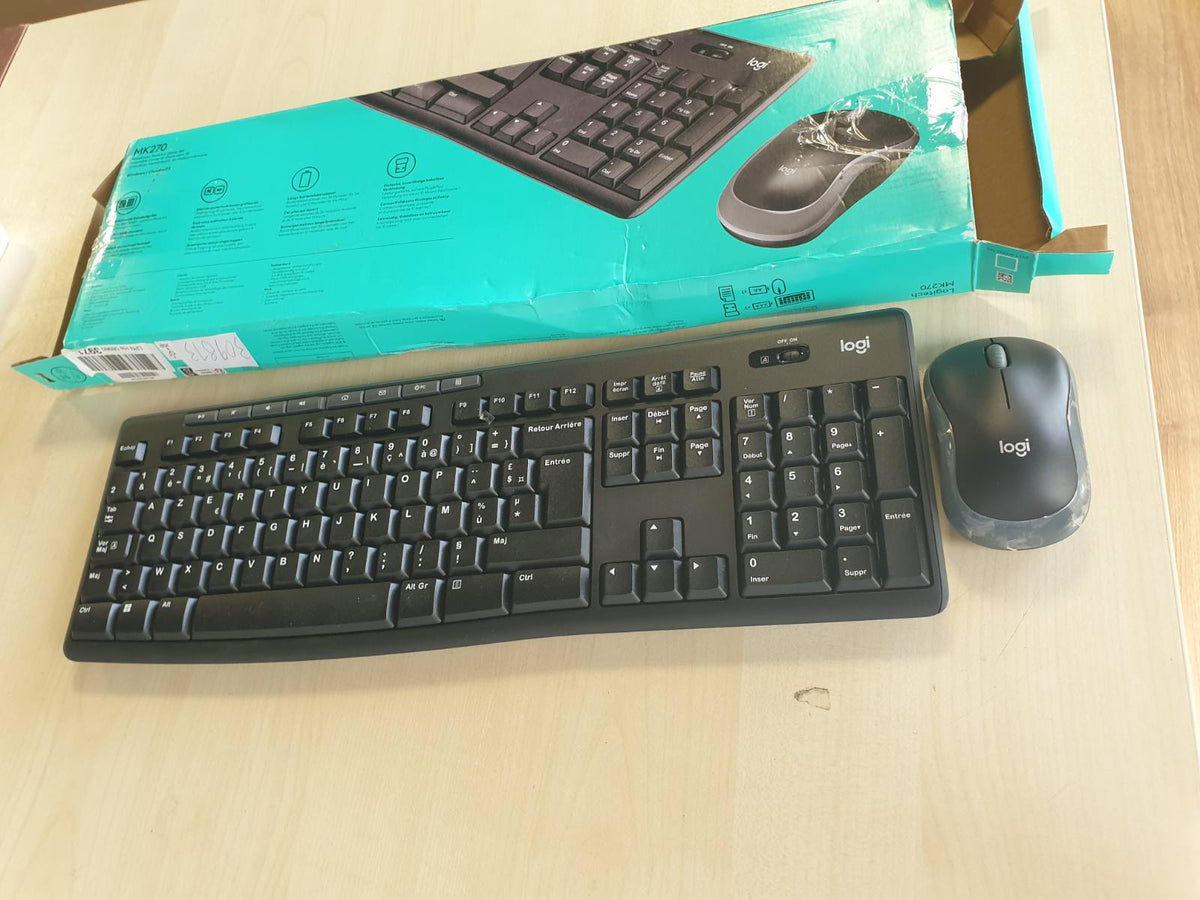 309813 - Logitech Kombinim tastiere dhe mausi pa tel MK270 për Windows, lidhje 2.4 GHz, maus kompakt pa tel, 8 taste shkurtore/multimediale, jetëgjatësi baterie 2-vjeçare, PC/Laptop, frëngjisht AZERTY