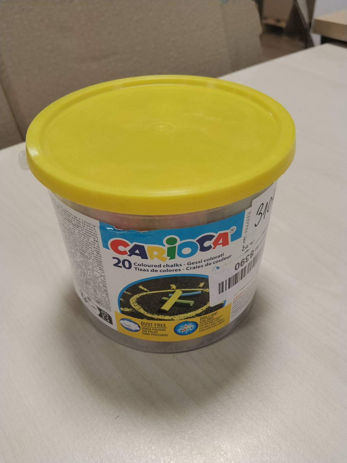 310483 - CARIOCA Kavanoz me 20 shkumësa të larëshëm Maxi me ngjyra pa pluhur, për moshat 3+ vjeç