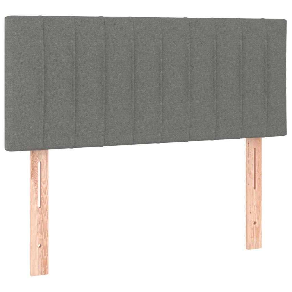 280290 - vidaXL Kokë krevati Gri e Errët 100x5x78/88 cm Pëlhurë