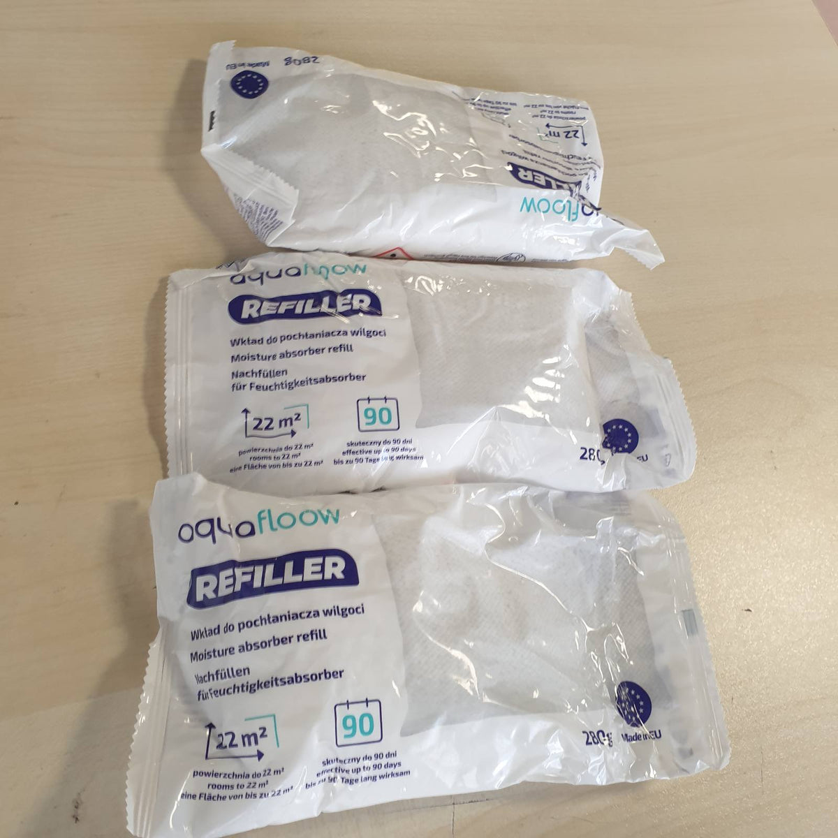 314918 - AQAUAFLOOW Qese Mbushëse 280g për Tharësin e Lagështisë, Paketa me 5, Granula, Parandalon Mykun, Mbron Muret, Eliminon Erërat e Këqija