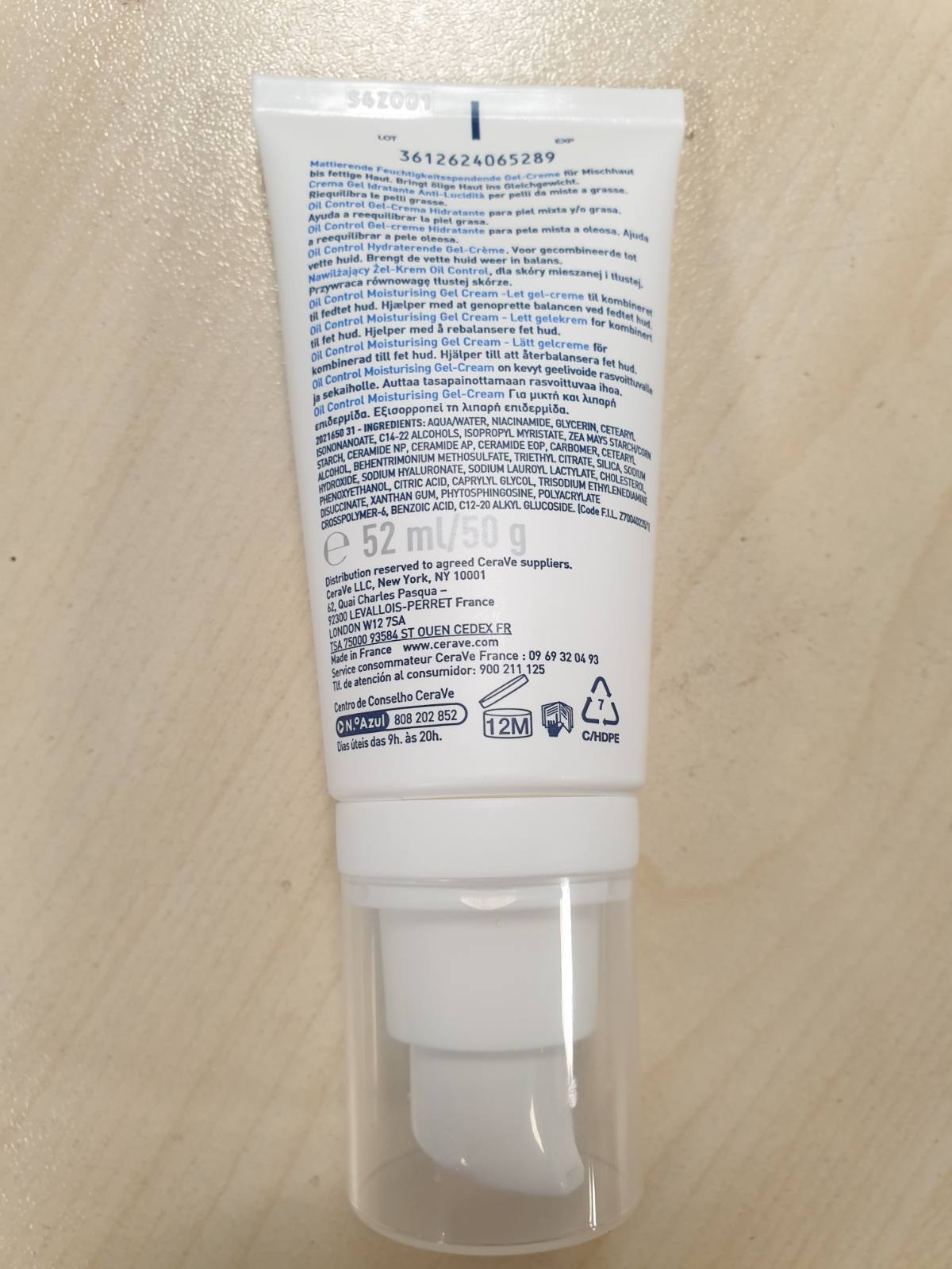 318137 - CERAVE Krem-xhel hidratues për fytyrën 52 ml për kontrollin e yndyrës - 3 ceramide esenciale, niacinamide, acid hialuronik