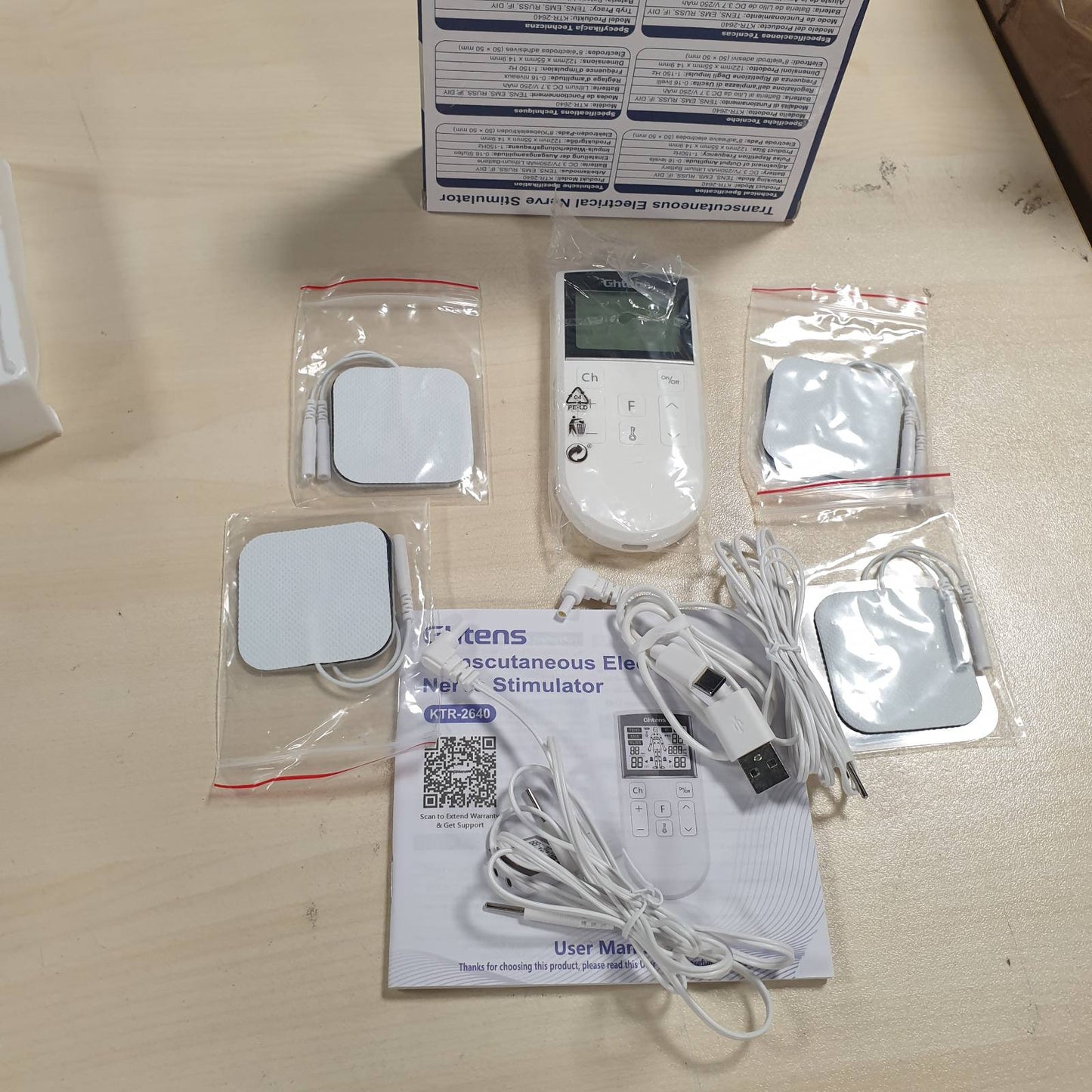 321063 - GHTENS Stimulues Profesional Muskujsh 5 në 1, Rikarikueshëm, 80 Modalitete, 2 Kanale, 16 Intensitete