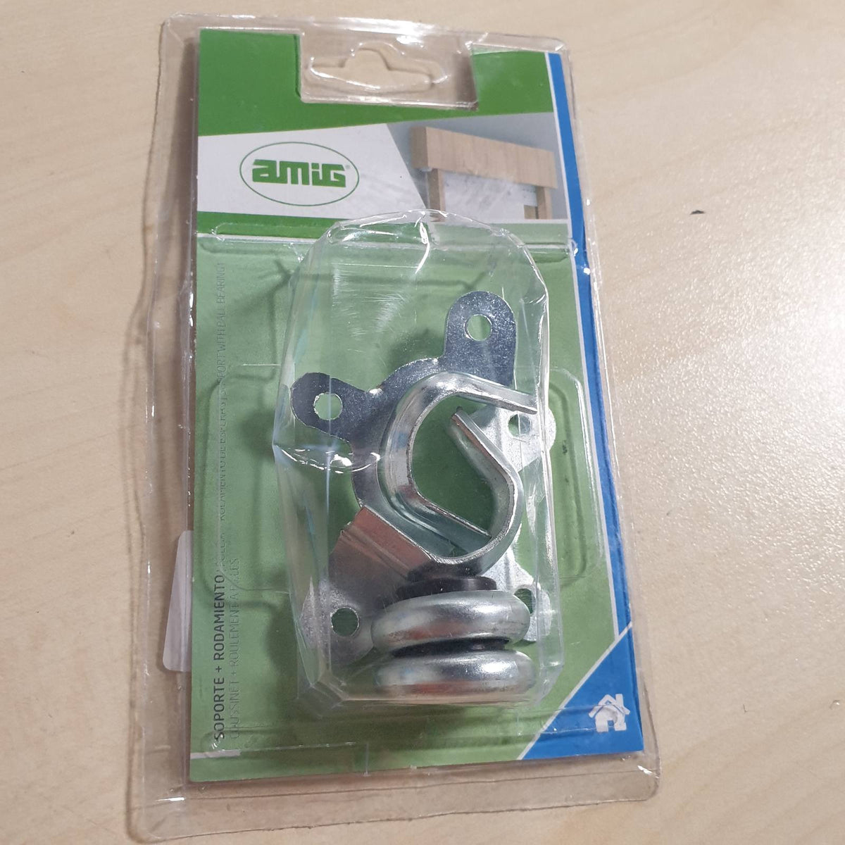 335407 - AMIG - Mbështetëse dhe kushineta çeliku të galvanizuar për boshtet e roletave - Përmasat 57 x 28 mm - Diametri 28 cm