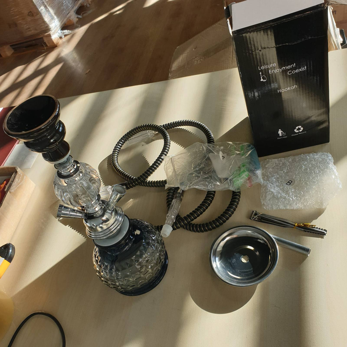 336245 - SERDEERCH Hookah Shisha, 2 tuba të plotë - 28 cm, Mini Hookah 2 Tuba Set me 5 kallamishte, 5 maja, 2x grykë, 2x tub gryka, nargjile portative