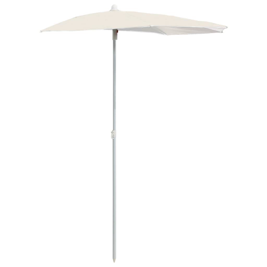 244693 - vidaXL Gjysmë Çadër Dielli për Kopsht me Shkop, Ngjyrë Rëre 180x90 cm