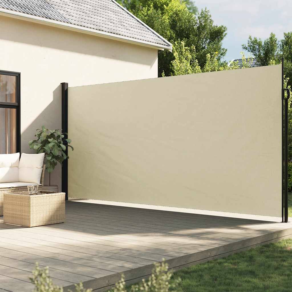 244598 - vidaXL Tendë anësore e tërheqshme - Krem 220x300 cm, e veshur me poliester dhe PU, me ujë dhe rreze UV, montim i lehtë, rrjetë shumëfunksionale për ambiente të jashtme dhe të brendshme