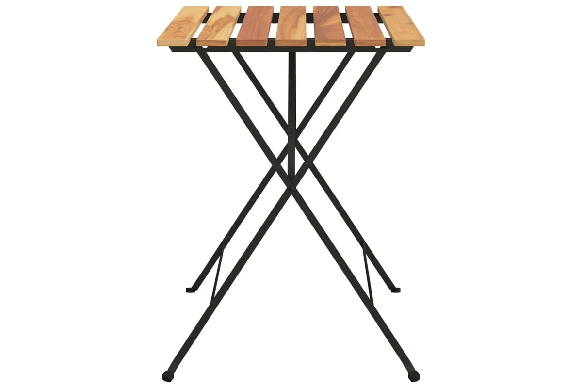 244836 - vidaXL Tavolinë Bistro e Palosshme 55 × 54 × 71 cm, Dru Masiv Tik dhe Çelik