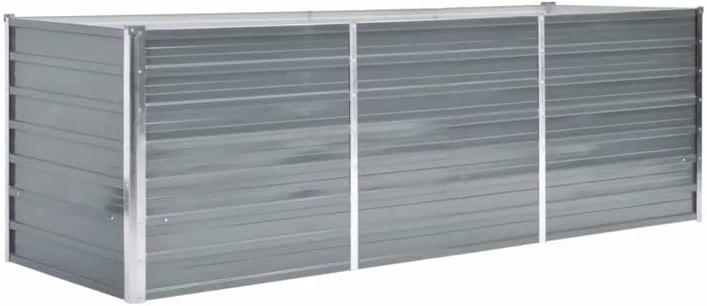 270093 - vidaXL Kuti e Ngritur për Kopsht 240x80x77 cm – Çelik i Galvanizuar Gri